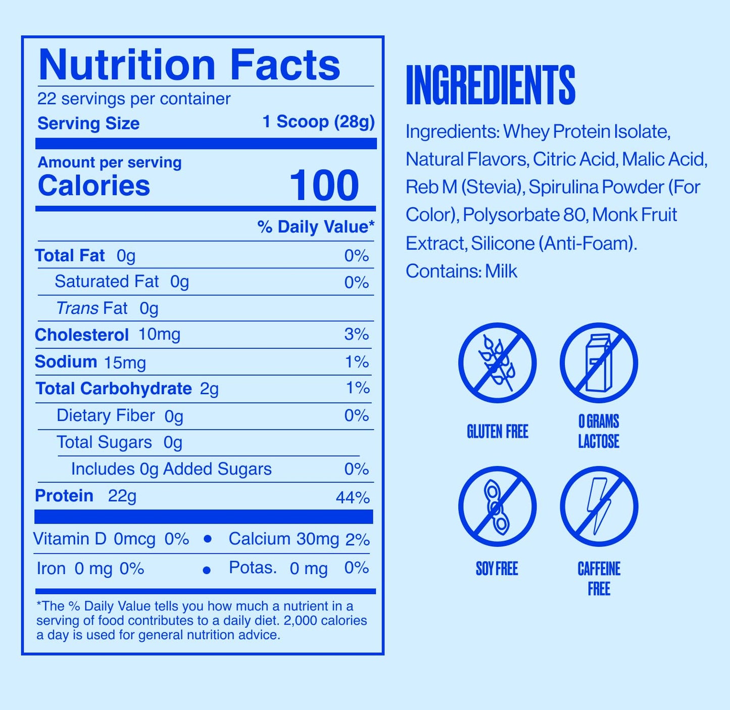 SEEQ Clear Protein Powder Blue Razz Freeze, 22 Servings