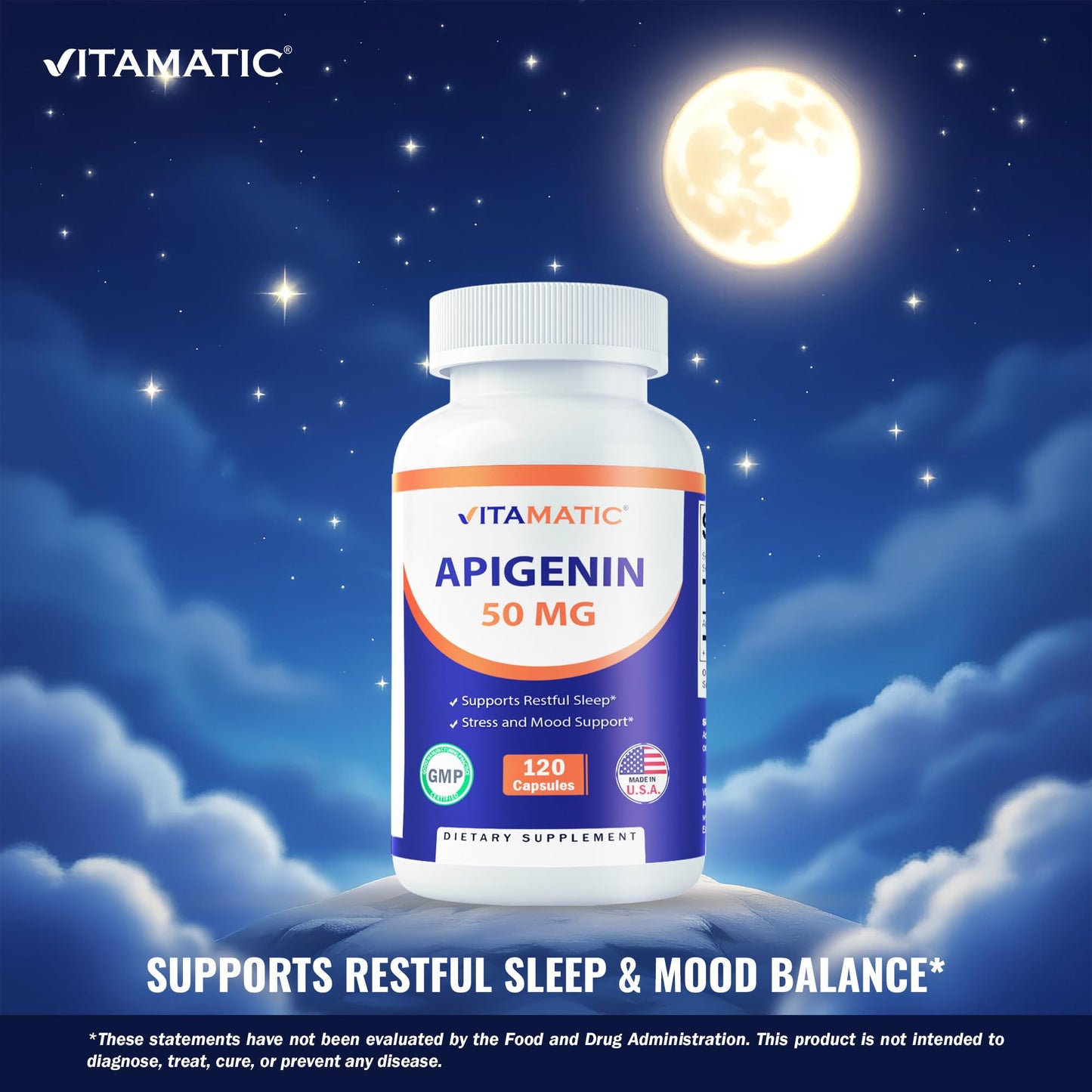 Vitamatic Apigenin 50mg Capsules 120 Count