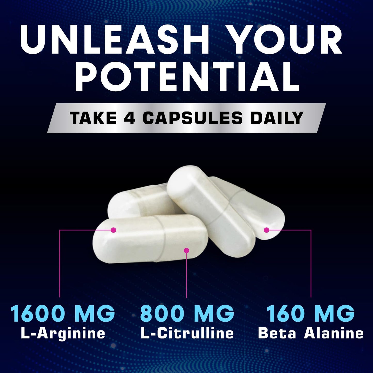 Health Nutrition Naturals Nitric Oxide Booster Extra Strength 3X L-Arginine AKG & Citrulline Malate, 180 Capsules