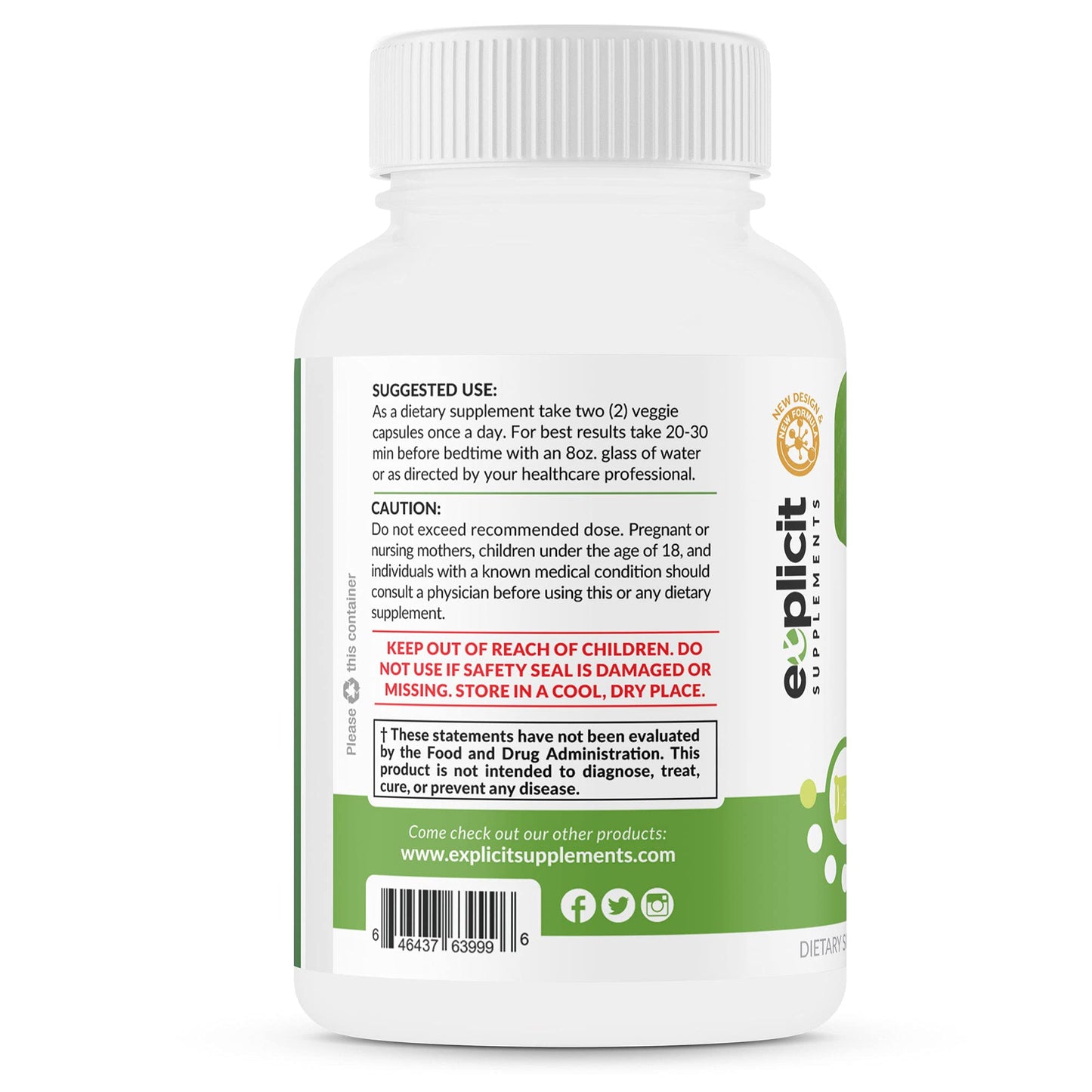 eXplicit Supplements zZz Night Natural Sleep Aid - Non-Habit Forming with Melatonin, Valerian, Chamomile and More - Promotes Relaxation and Rest - 1 Capsule
