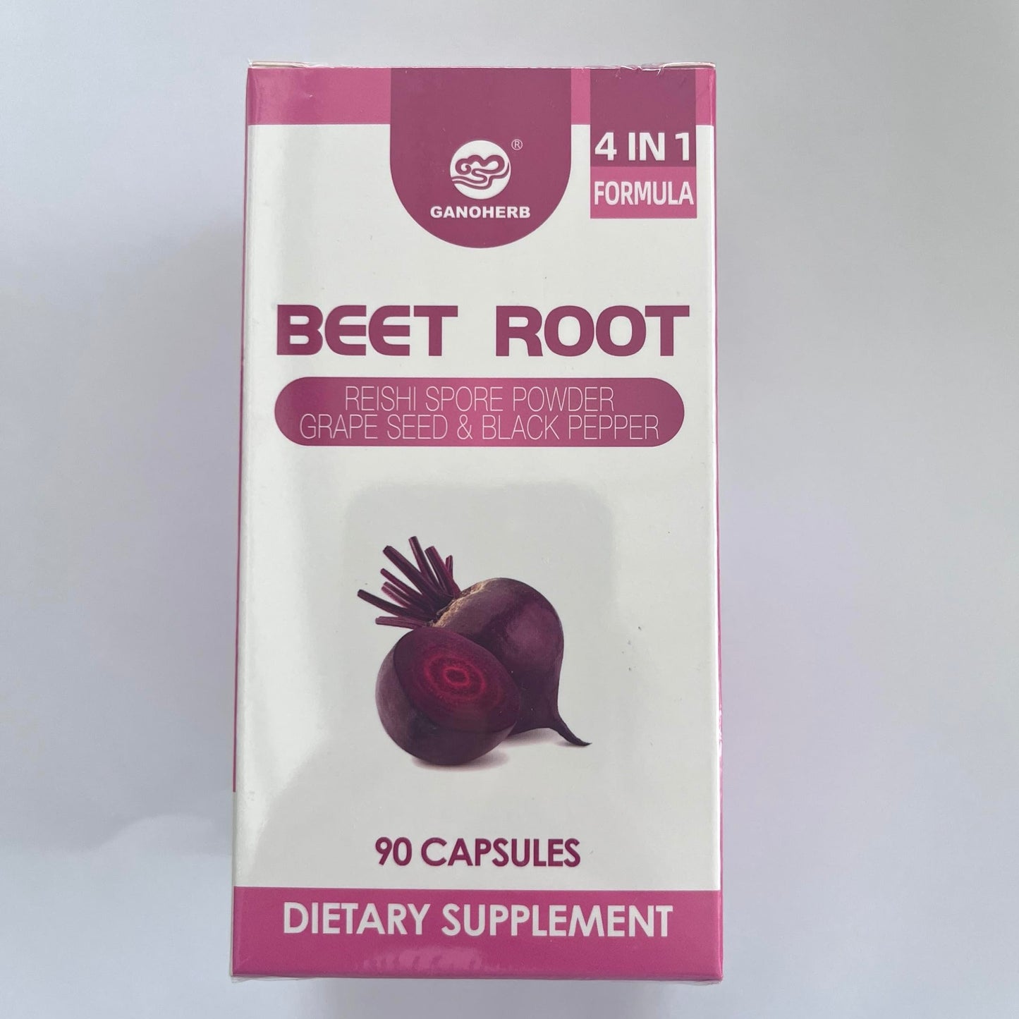GANOHERB Beet Root Capsules with Grape Seed Extract, Reishi Mushroom, Black Pepper, 4 in 1 for Nitric Oxide & Health Circulation, 90 Capsules
