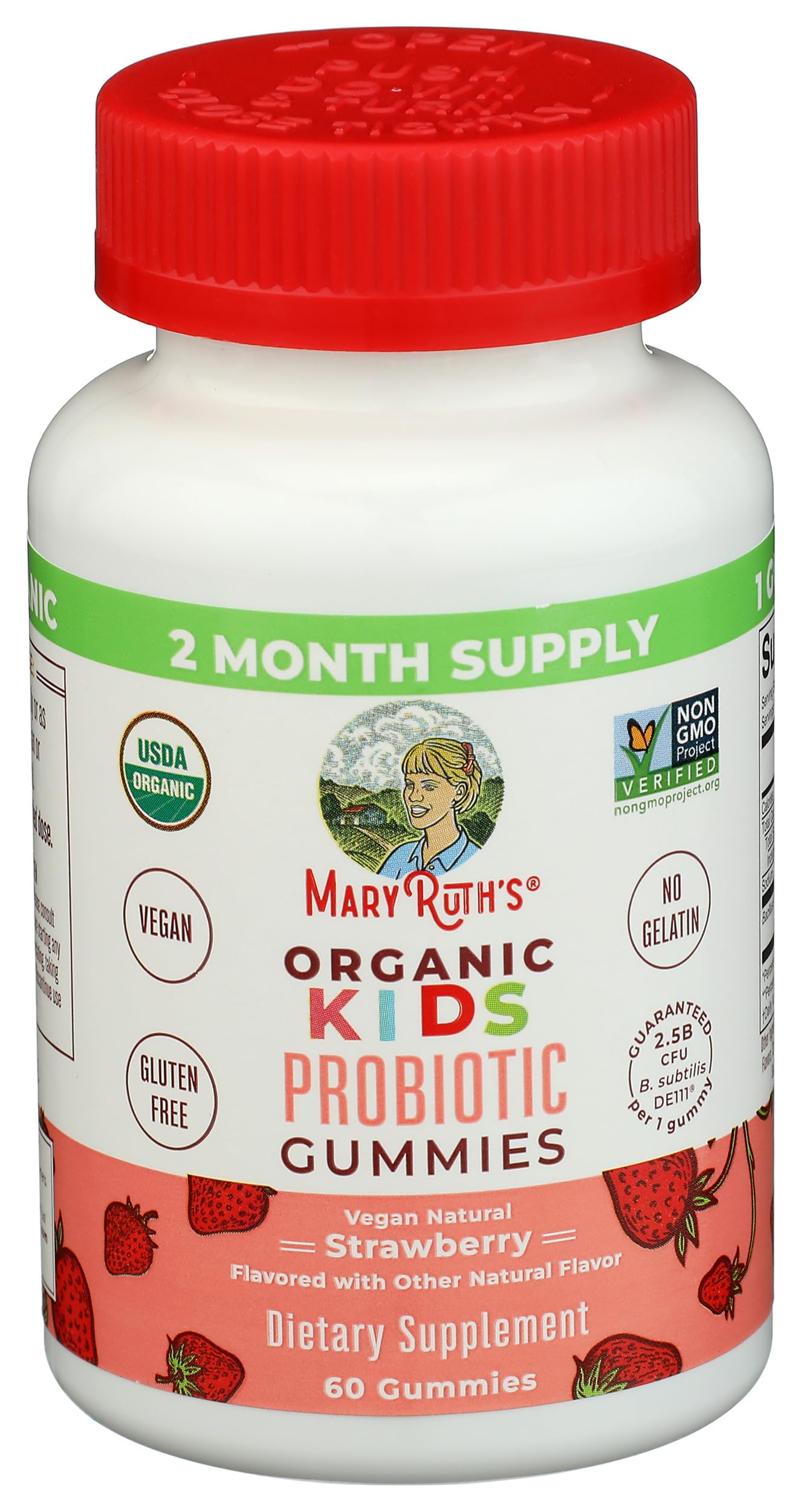 MaryRuth's Organic Kids Strawberry Probiotic Gummies, 60 Gummies