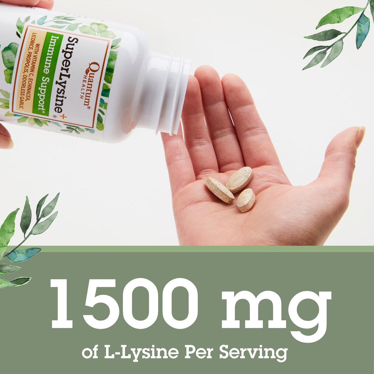 Quantum SuperLysine+ 1500mg L-lysine Immune Support 180 Tablets