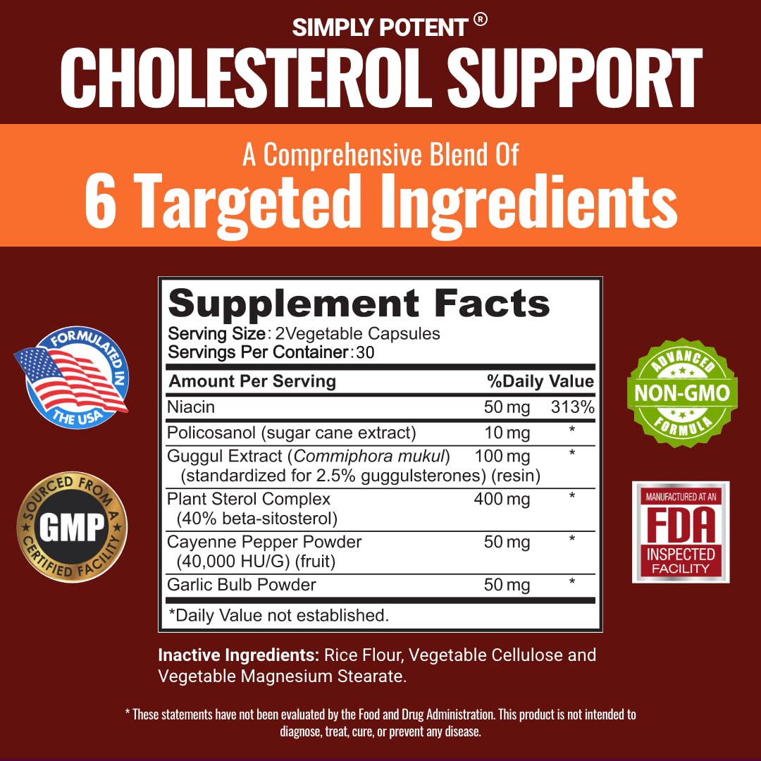 Simply Potent Cholesterol Supplement Capsules, 60 Capsules