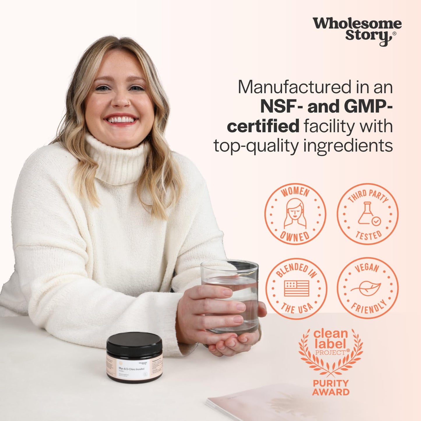 Wholesome Story Myo-Inositol & D-Chiro Inositol Supplement Powder, 180 Servings