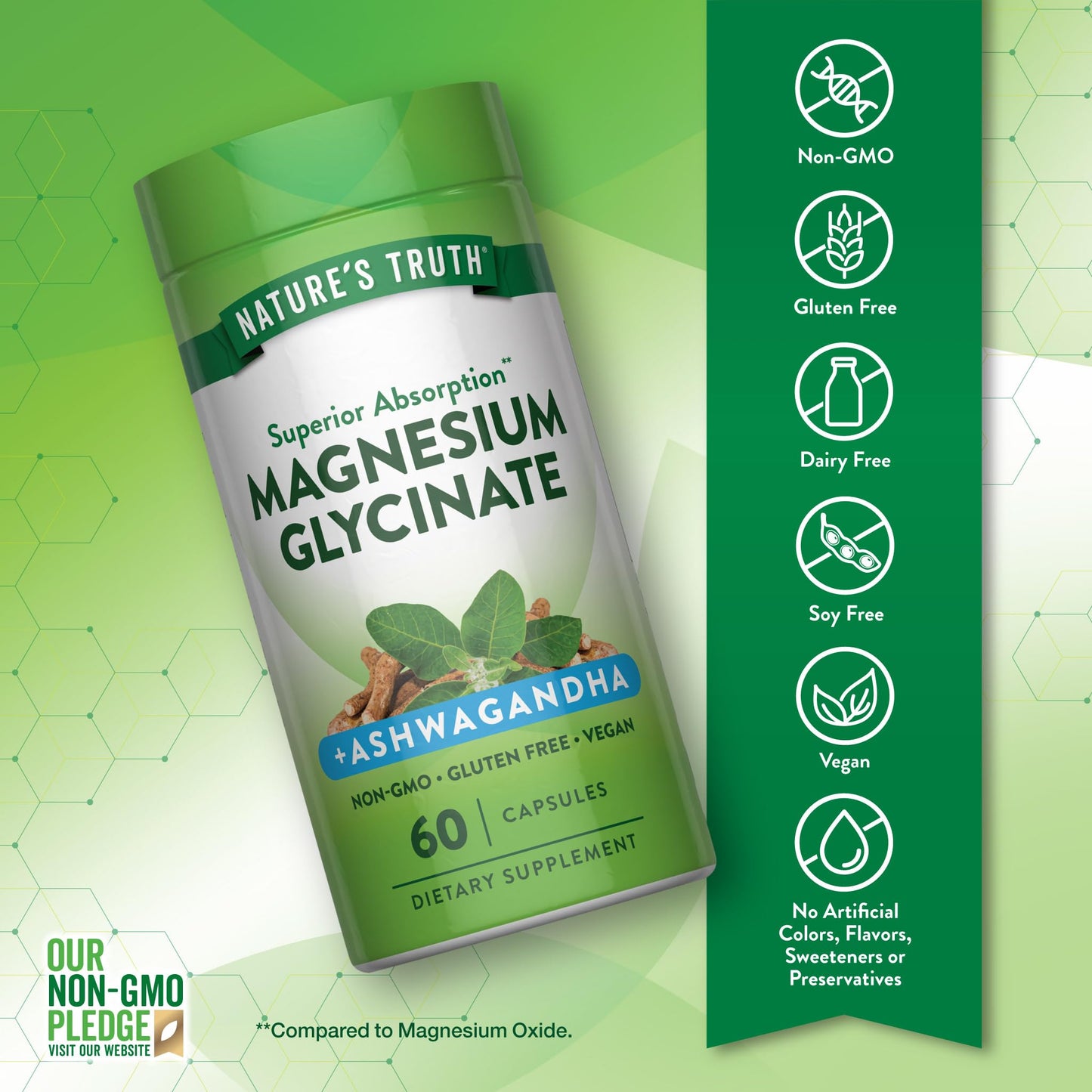 Nature's Truth Magnesium Glycinate with Ashwagandha Capsules, 60 Capsules