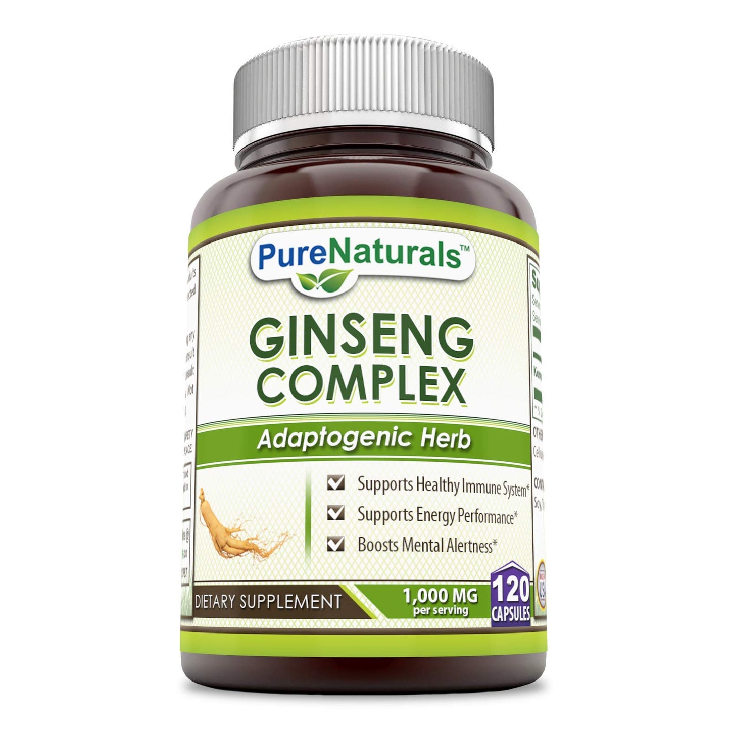 Pure Naturals Ginseng Complex Capsules, 120 Capsules Per Bottle