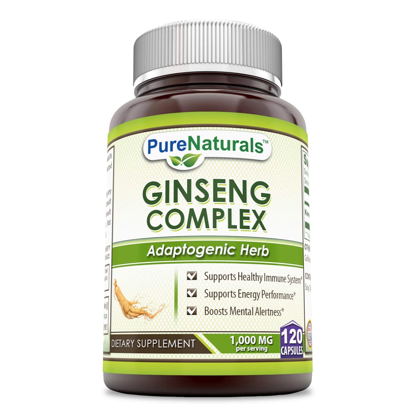 Pure Naturals Ginseng Complex Capsules, 120 Capsules Per Bottle