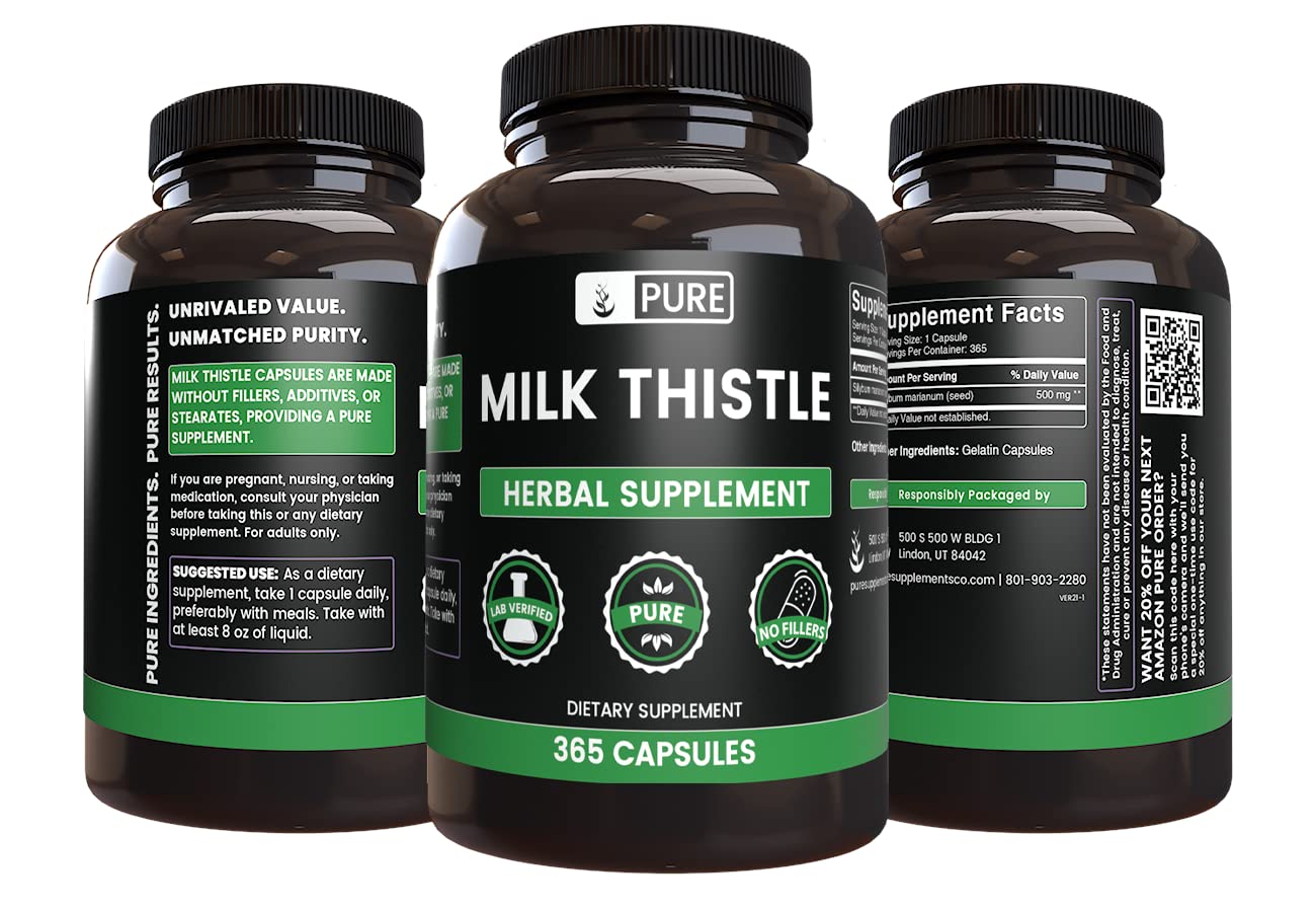 Pure Original Ingredients Milk Thistle Capsules 365