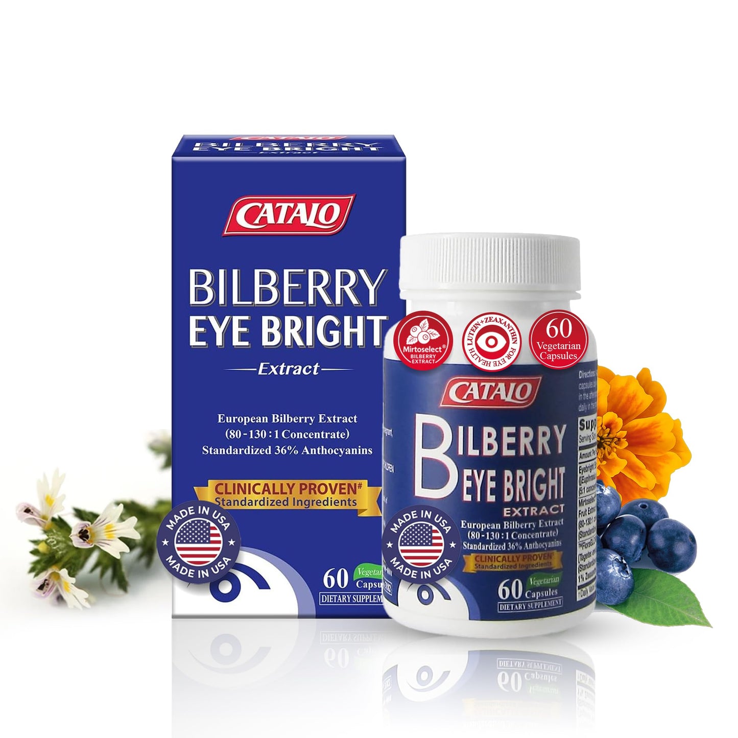 CATALO Bilberry Eye Bright Extract Capsules, 60