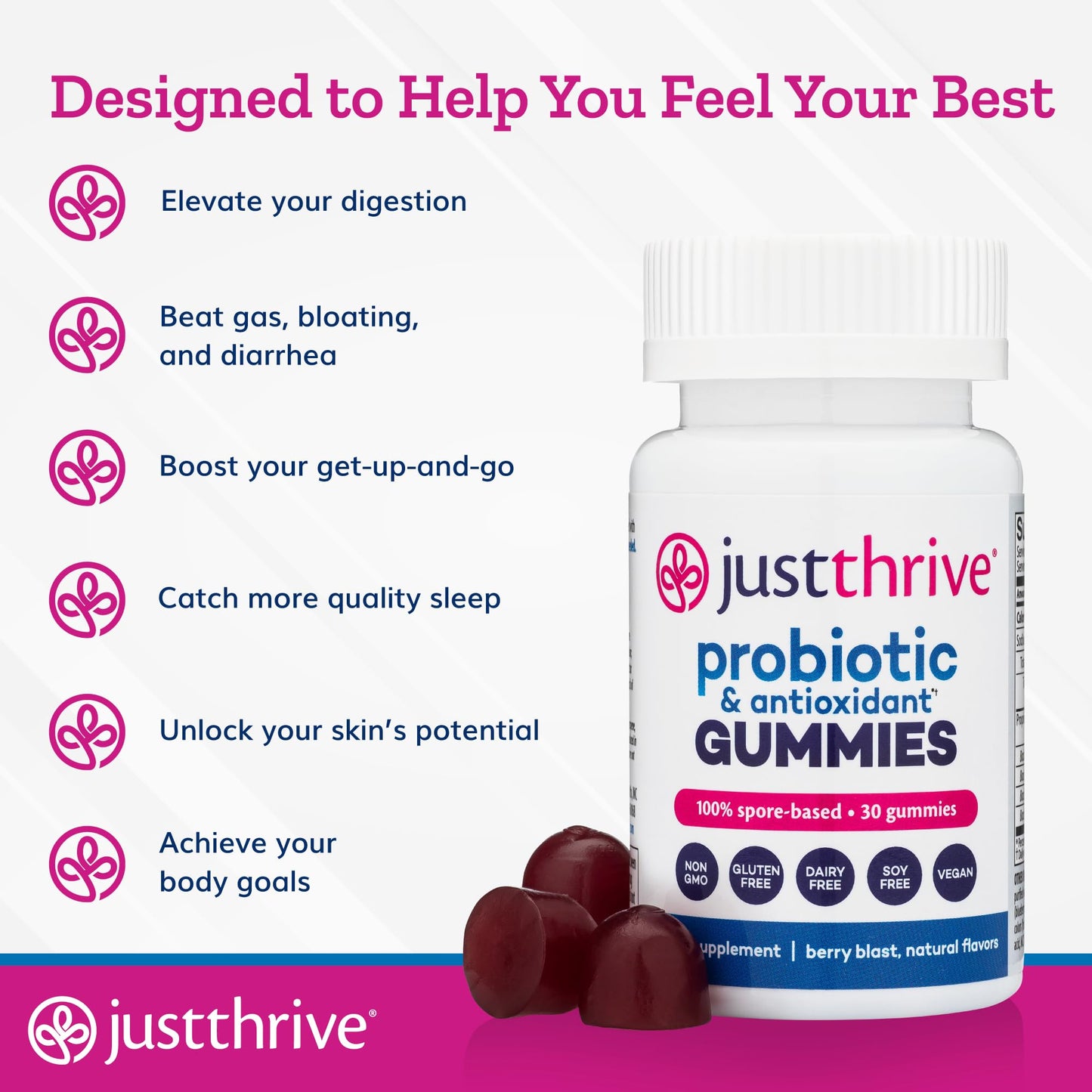 Just Thrive Probiotic Gummies 30 Count
