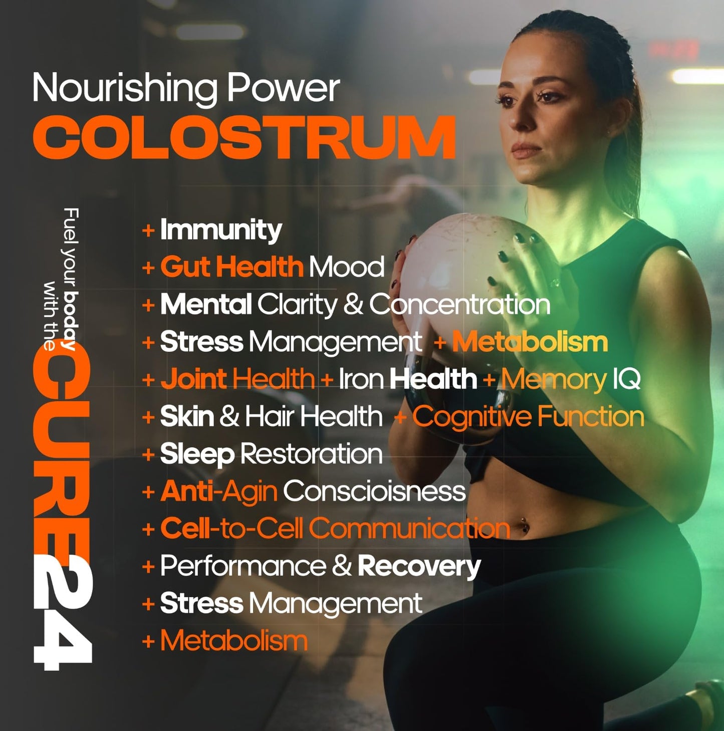 Cure24 Bovine Colostrum X3 Supplement Powder Capsule, 90 Count