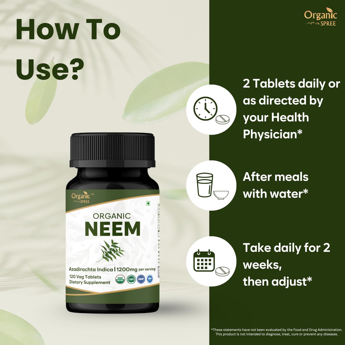 ORGANIC SPREE Neem 120 Tablets