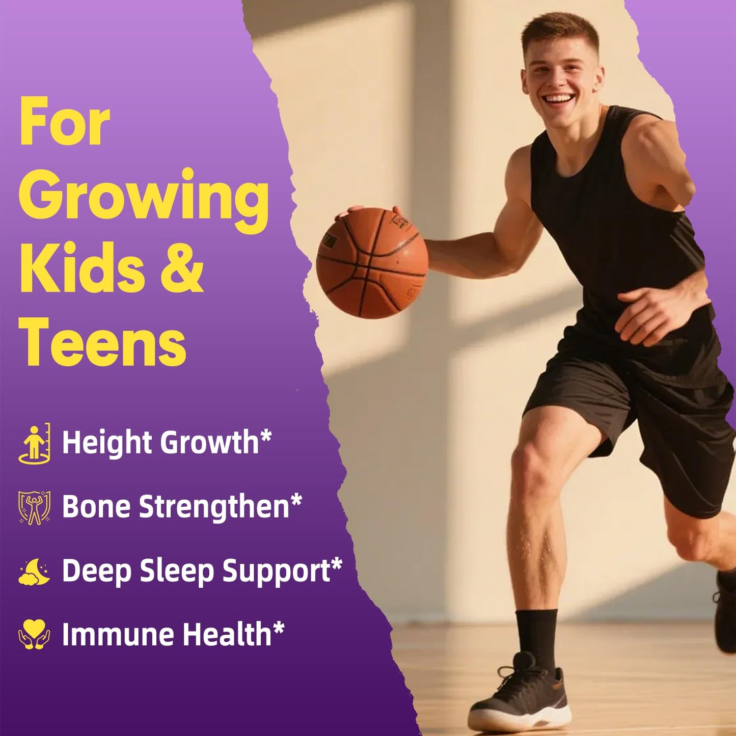 XIHOLIY Height Growth Gummies for Kids & Teens - Natural Vitamin Growth Supplement Gummy 60 Count