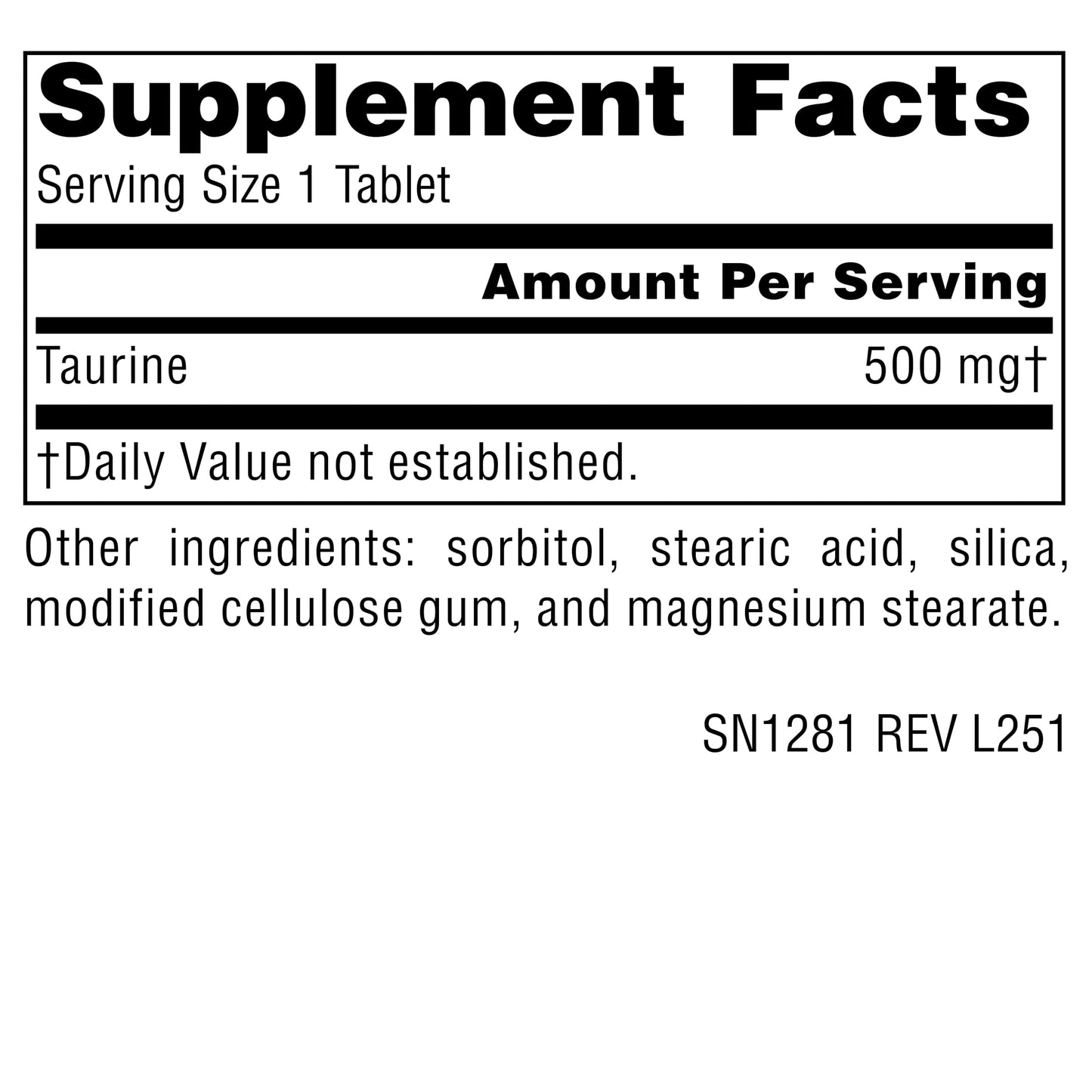 Source Naturals Taurine Calming Neurotransmitter 500 mg Tablets, 120 Count