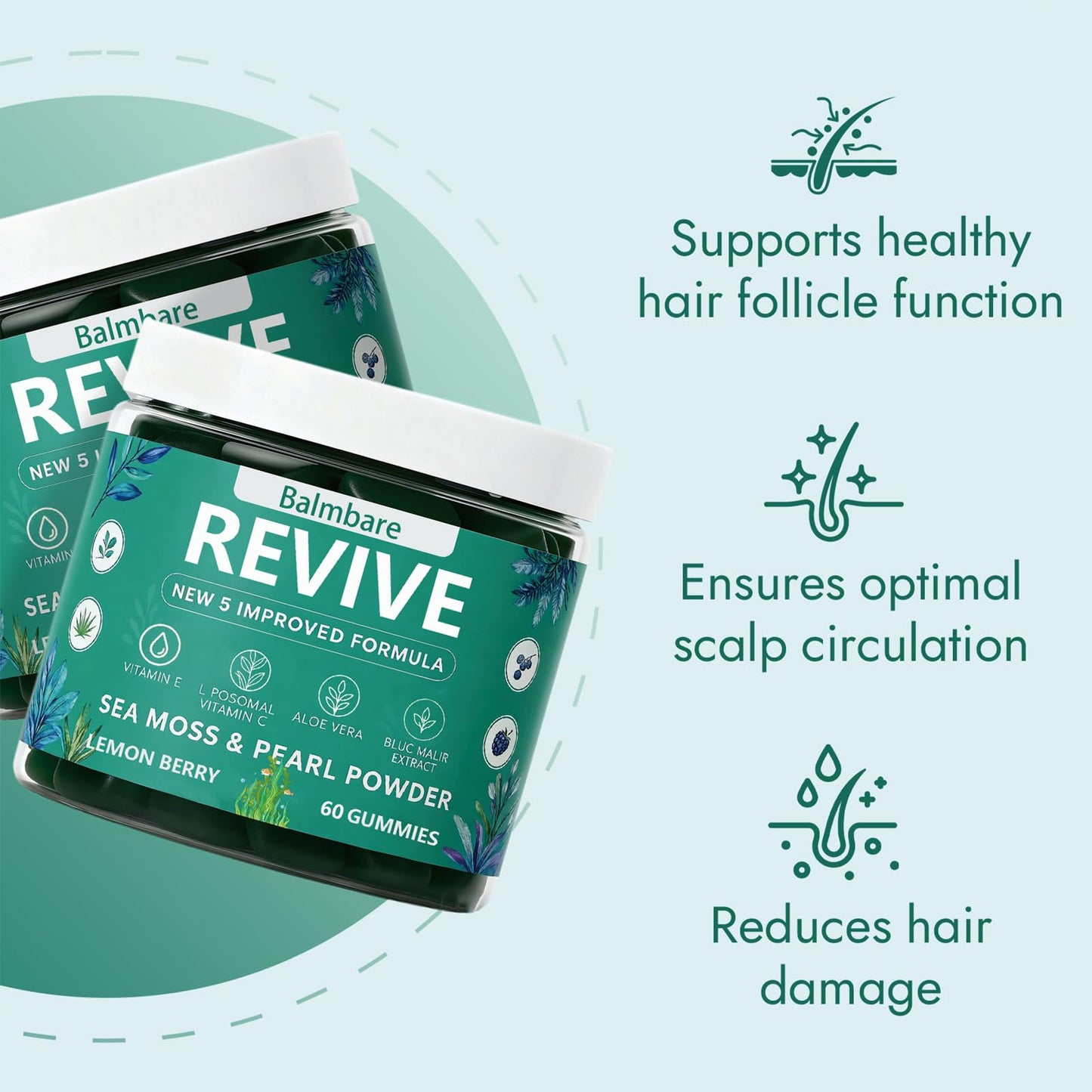 ReviveNerve Balmbare Revive Hair Loss Capsule, 60 Count