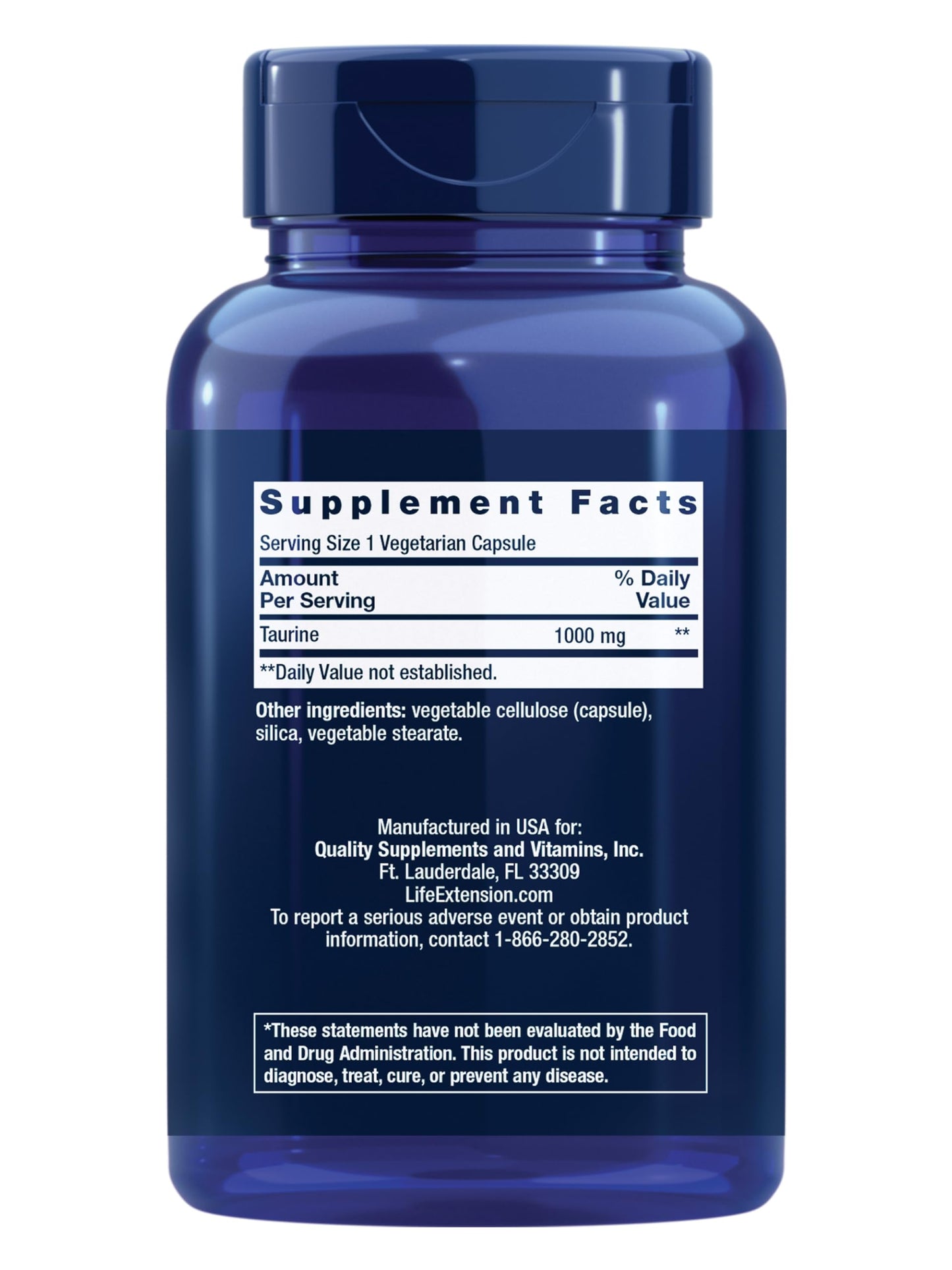 Life Extension Taurine Capsules 180 Capsules