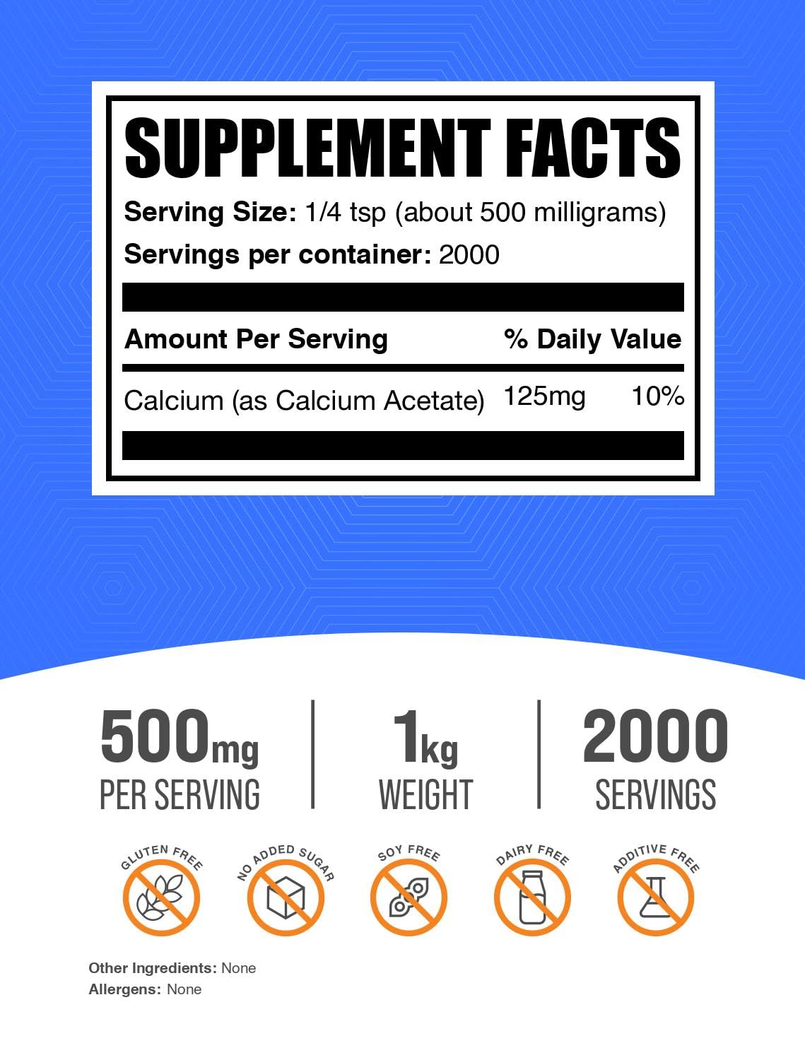 BulkSupplements Calcium Acetate Powder 35.2 oz