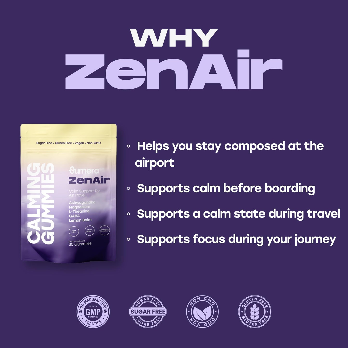 Sumera ZenAir Jet Lag Gummies 30 Count