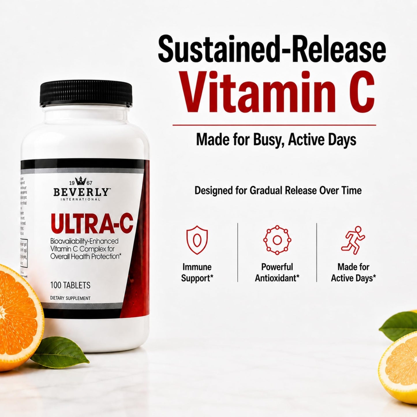 Beverly International Ultra-C Sustained-Release Vitamin C Tablet, 100 Count
