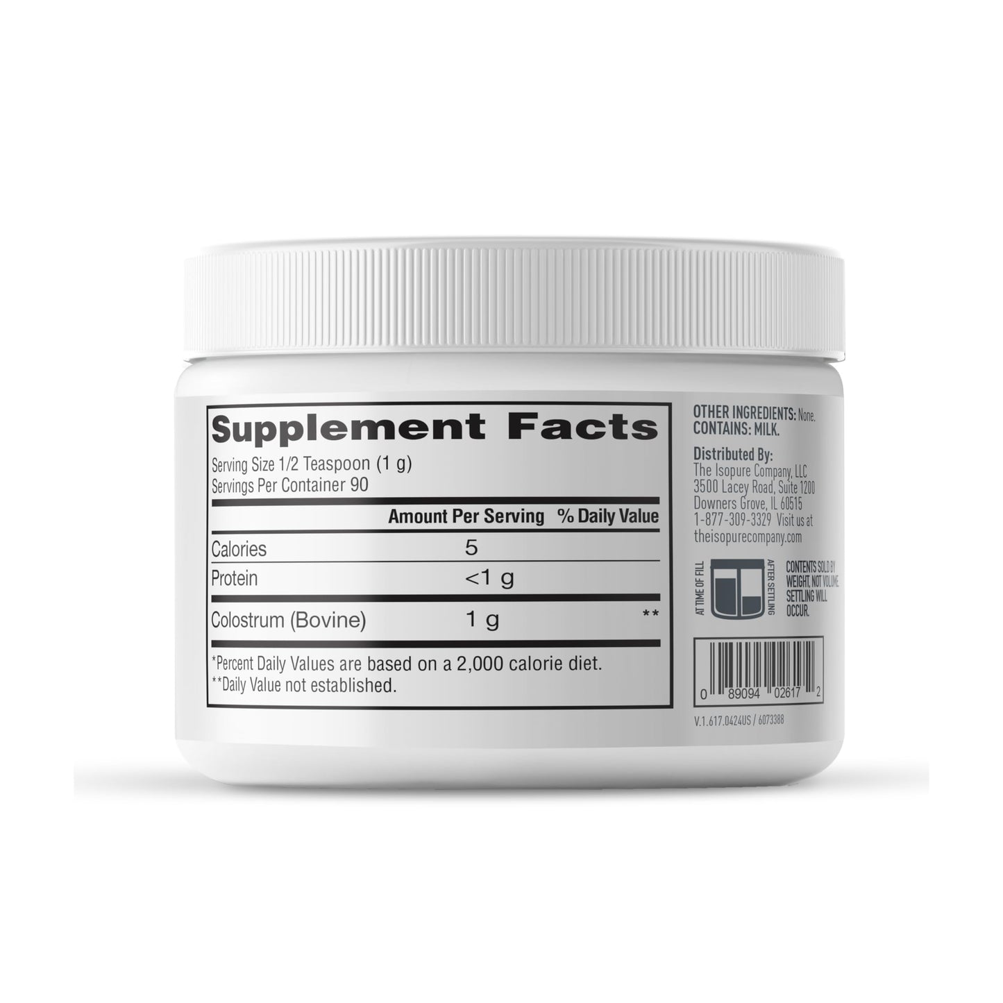 Isopure Bovine Colostrum Supplement Powder, 90 Servings