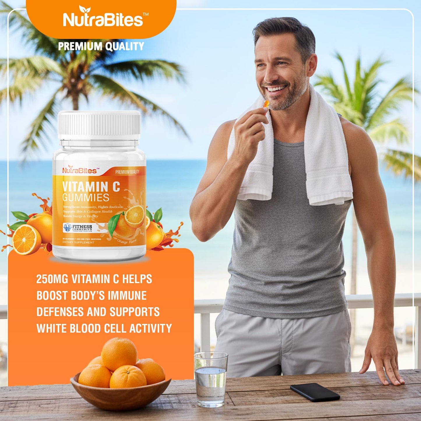 NutraBites Vitamin C Gummies for Adults 60 Count