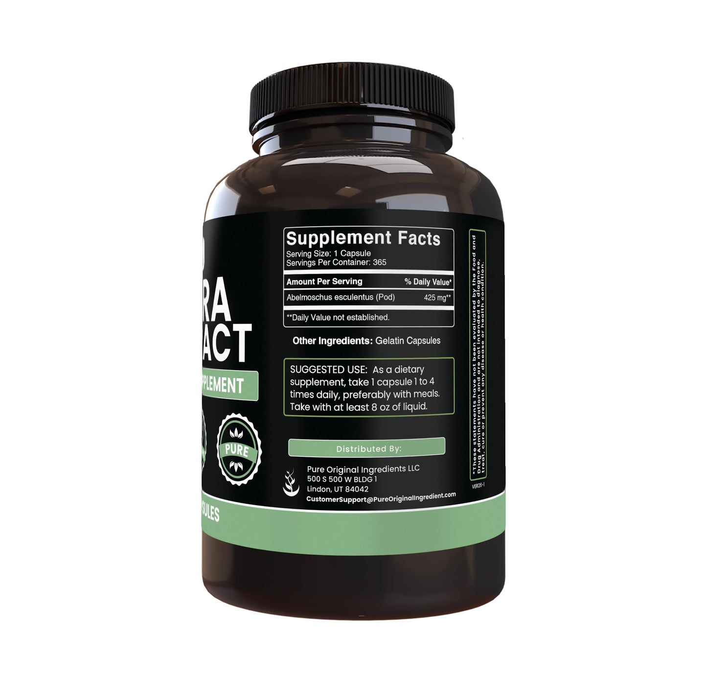 PURE ORIGINAL INGREDIENTS Okra Extract Capsules 365