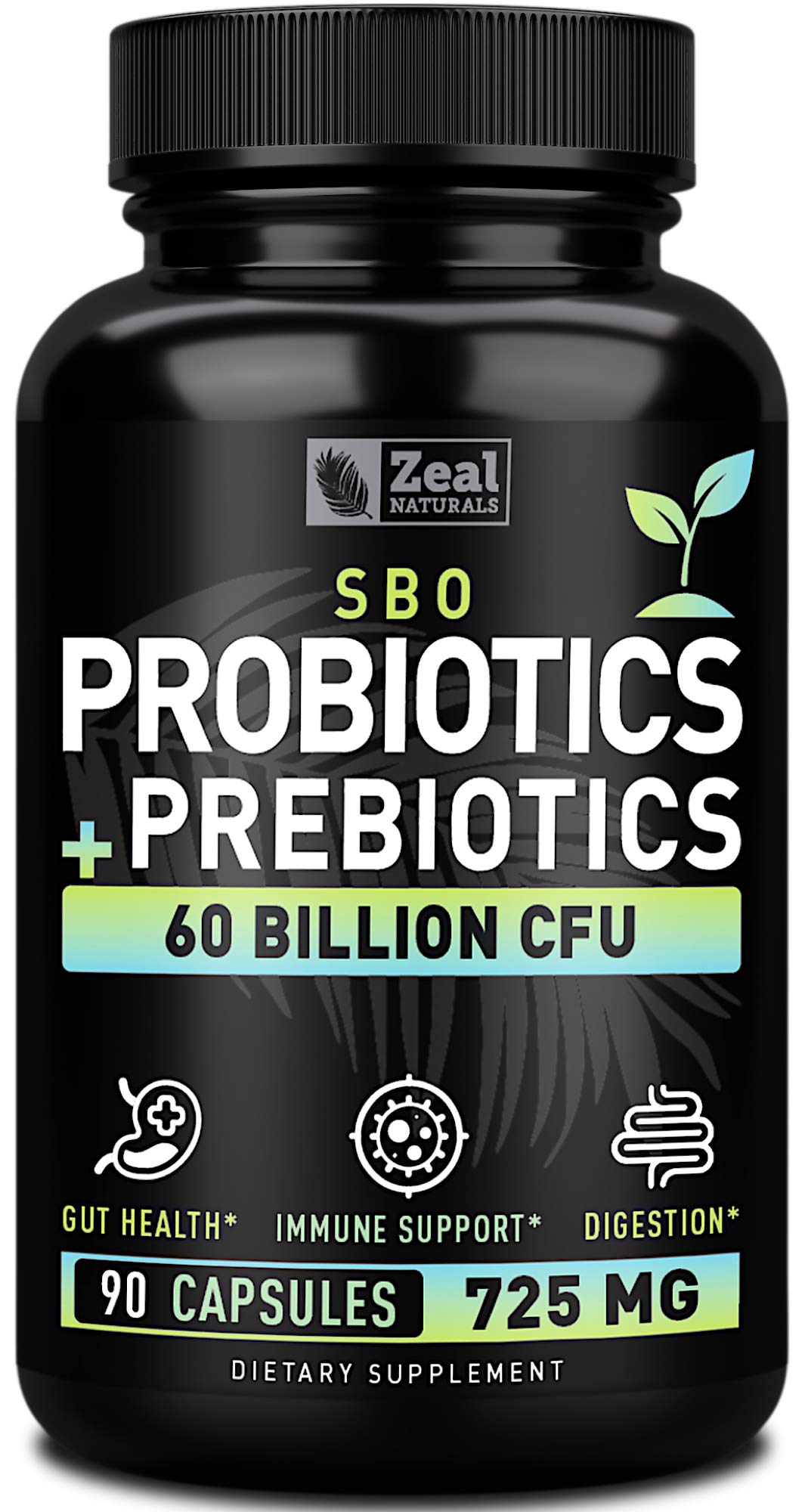 Zeal Naturals Probiotics and Prebiotics + SBO Probiotics (60 Billion CFU) 90 Capsules