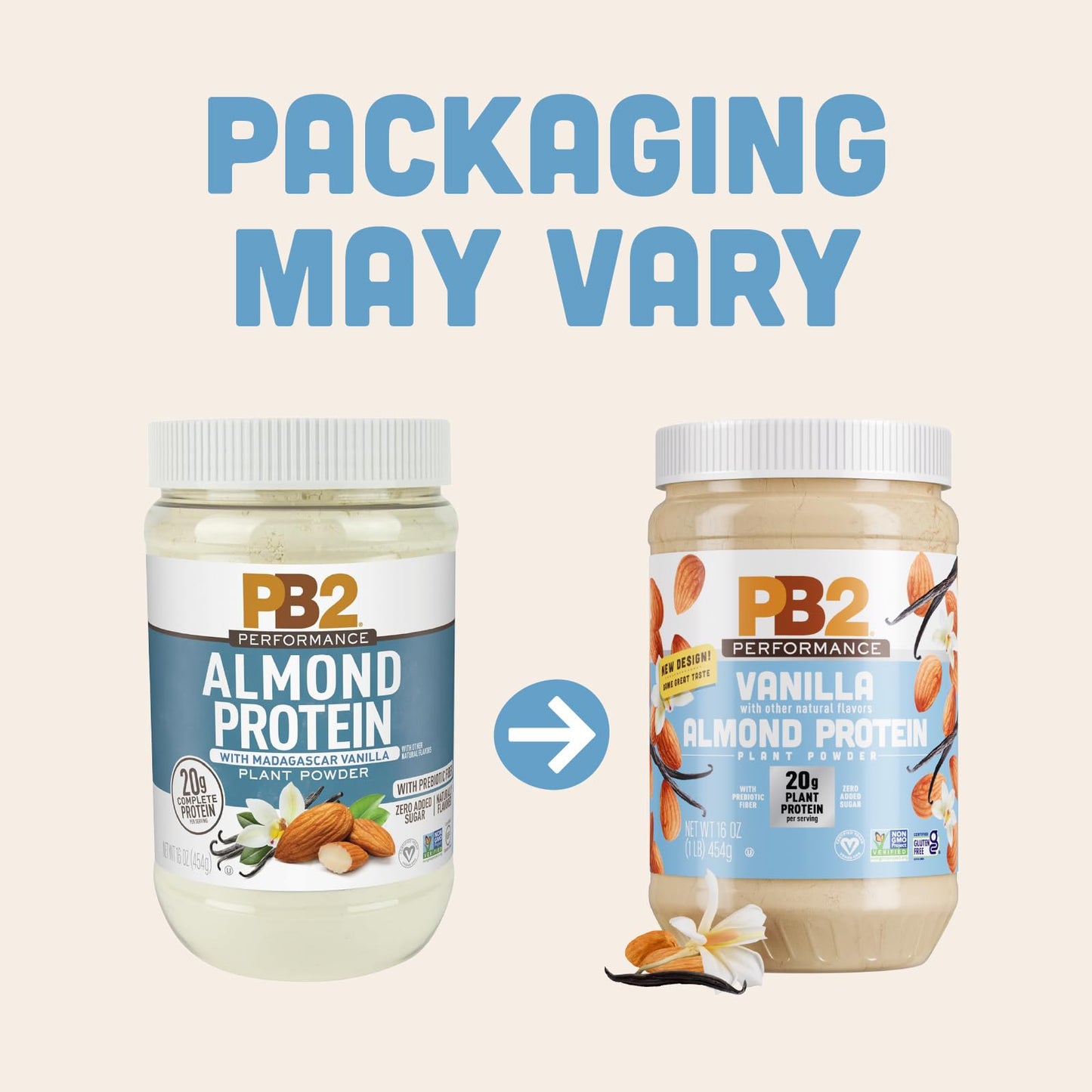 PB2 Performance Almond Plant Based Vegan Protein Powder, 16 Servings