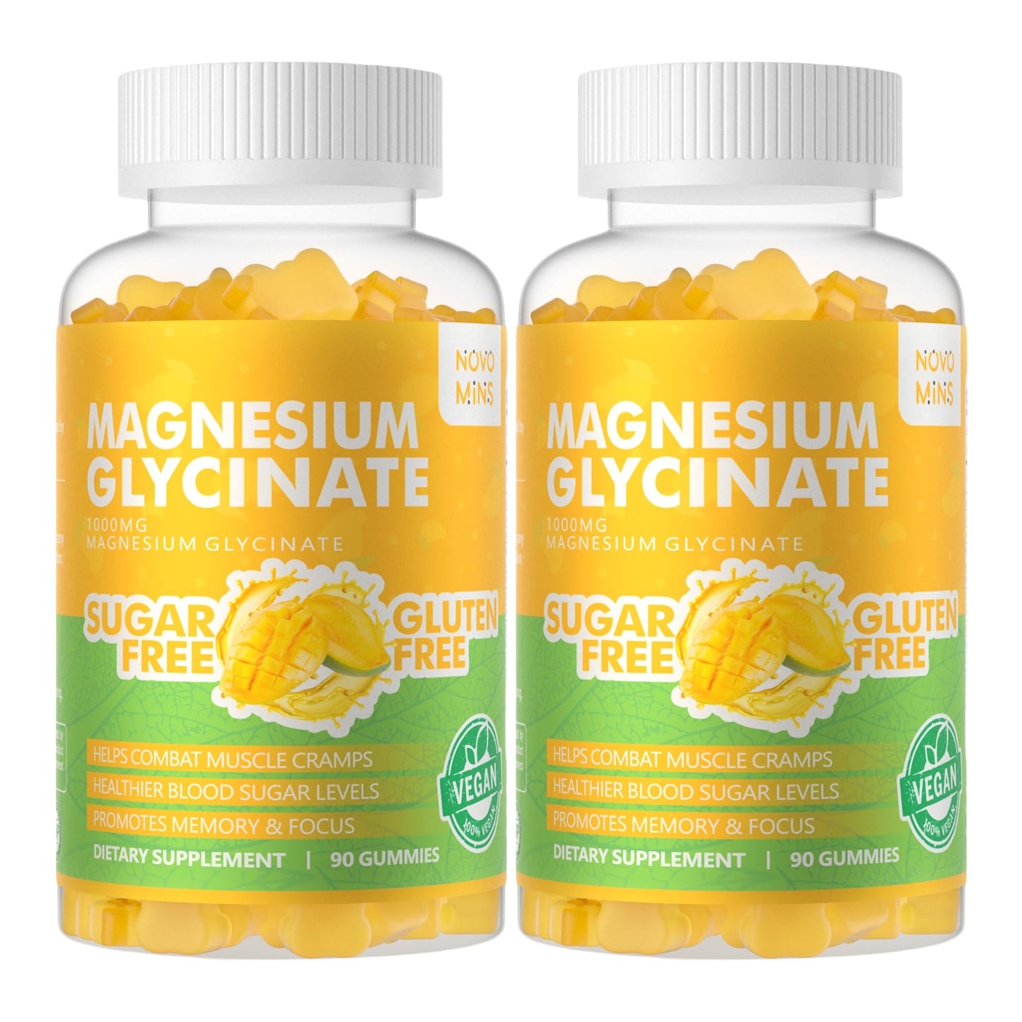Novomins Magnesium Glycinate Gummies 1000mg, 180 Gummies, Mango Pineapple