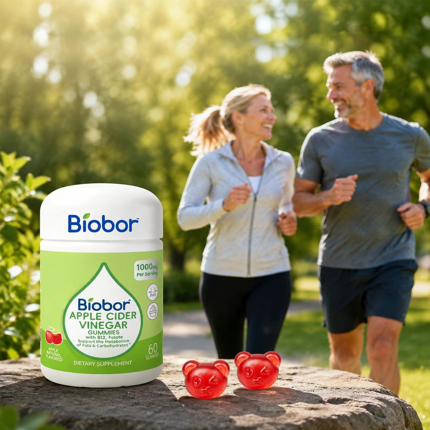 Biobor Apple Cider Vinegar Gummies 1000 mg with Vitamin B12, 60 Gummies