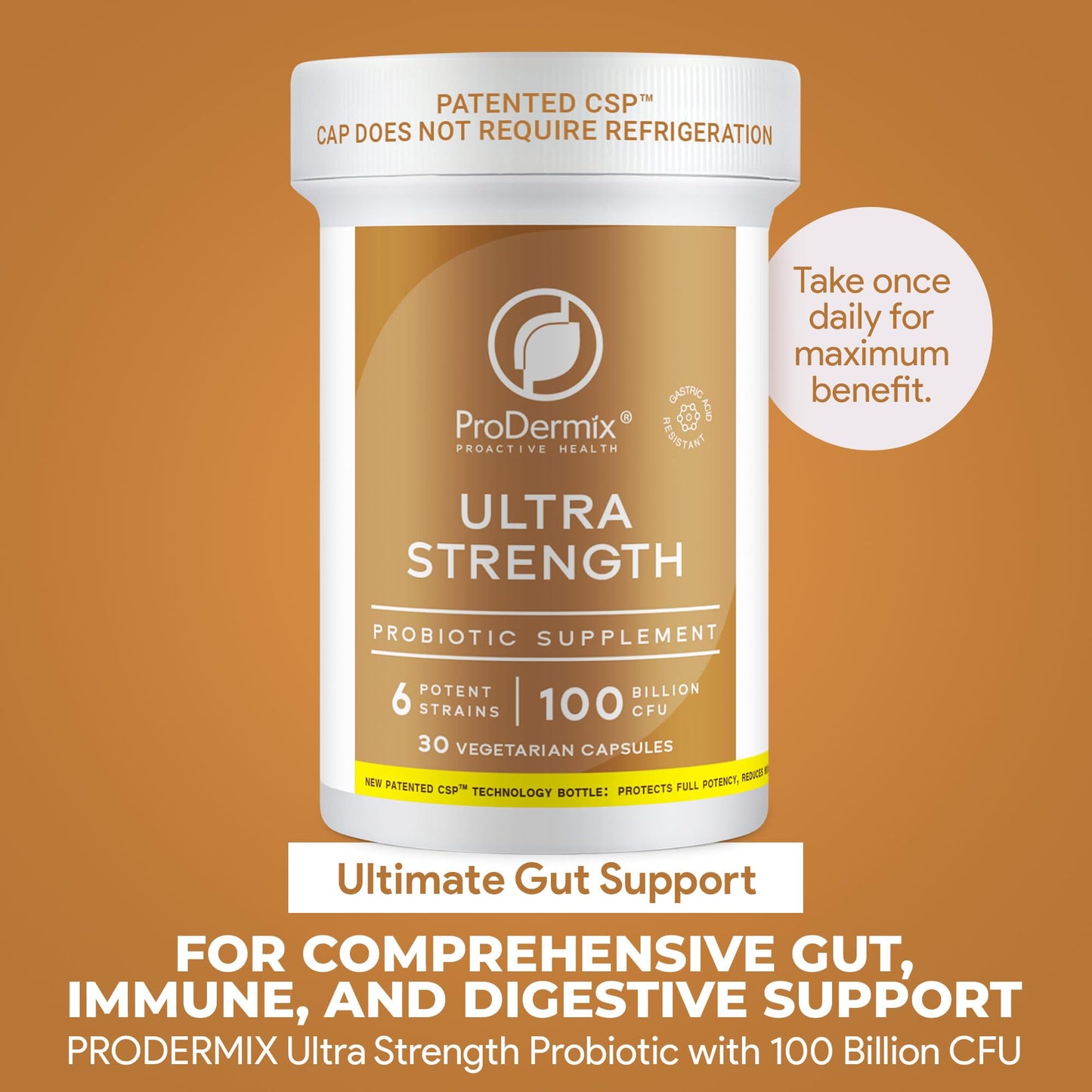 PRODERMIX Ultra Strength Probiotic for Men and Women Capsule, 30 Count