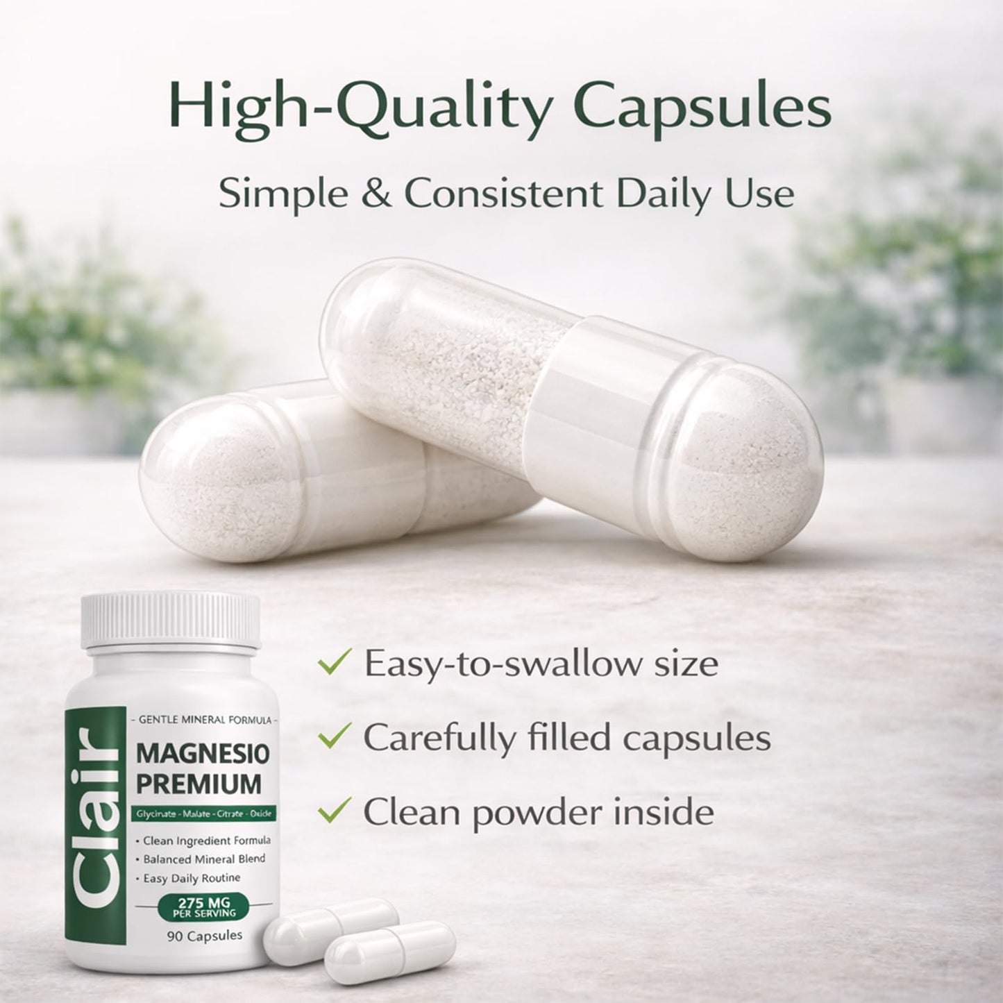 Clair Magnesio Magnesium Glycinate Capsules, 90 Capsules
