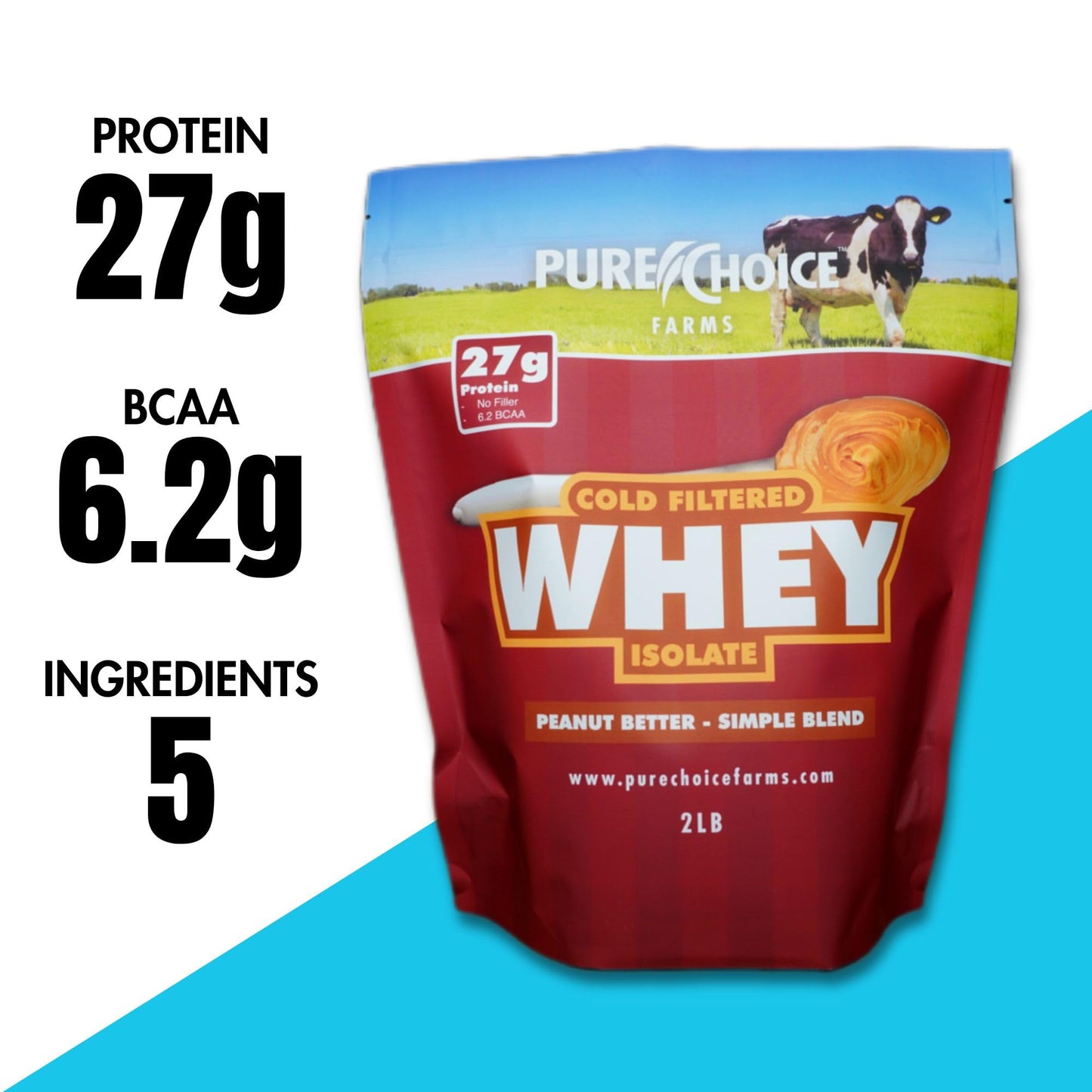 Pure Choice Whey Peanut Butter Whey Isolate Protein Powder, 32 Servings