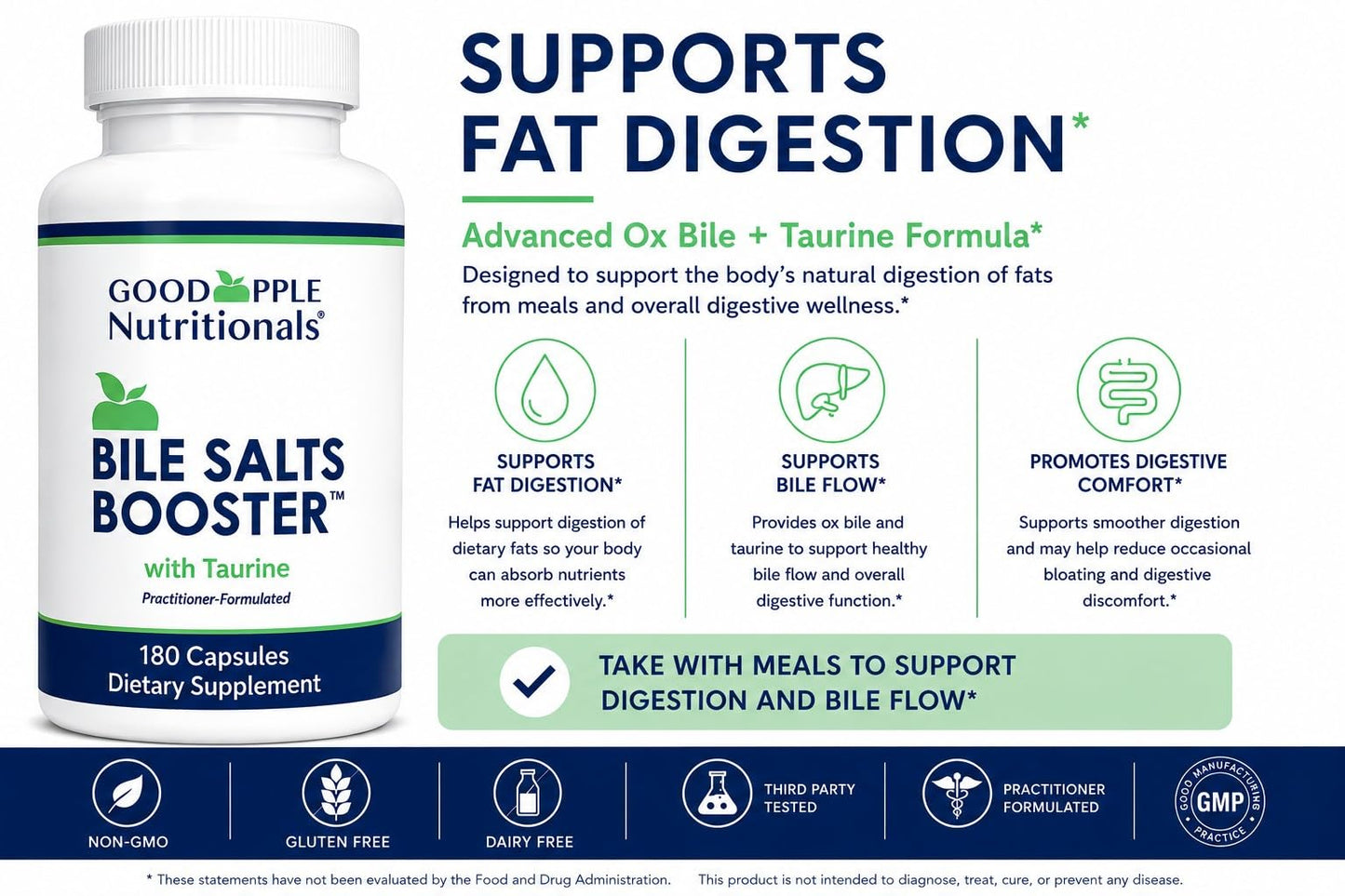 GOODAPPLE NUTRITIONALS Bile Salts Booster 180 Capsules
