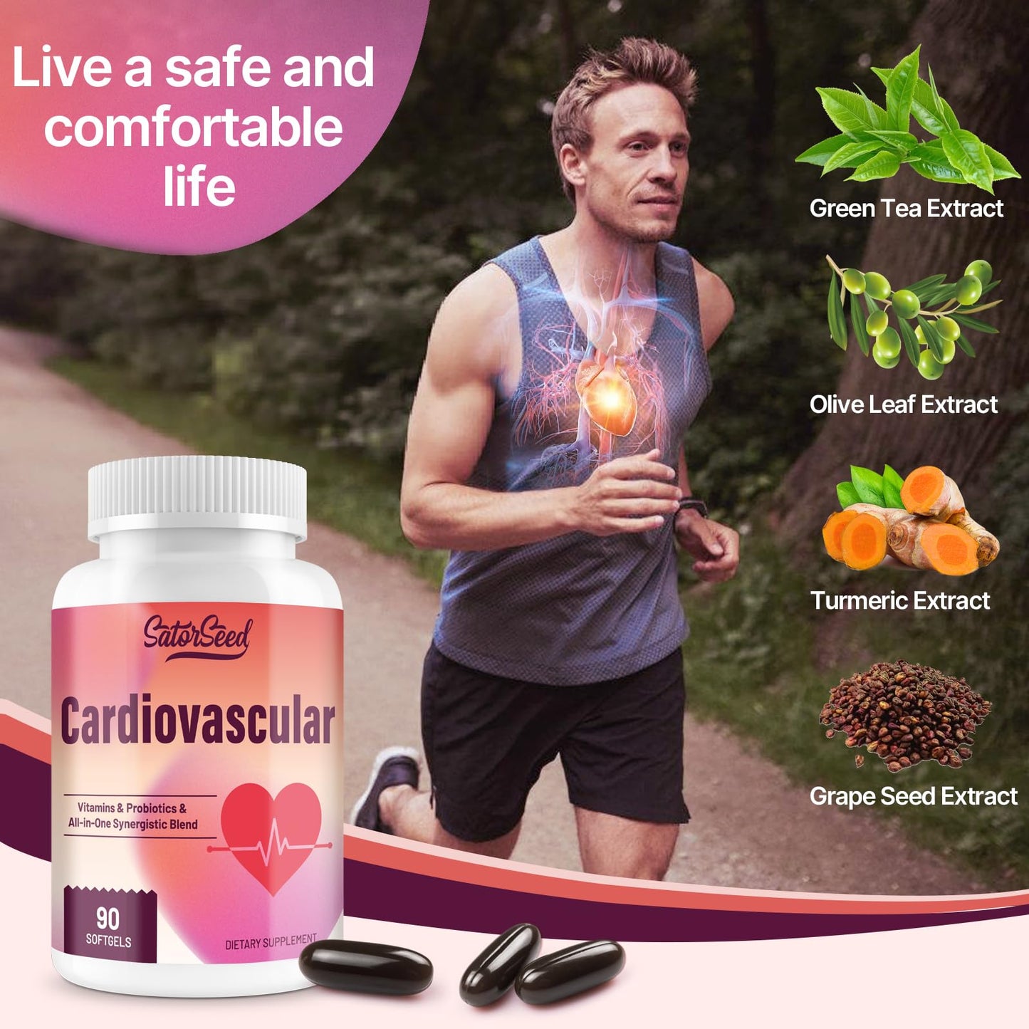 SatorSeed Cardiovascular Supplement 3000mg Softgels, 90 Count