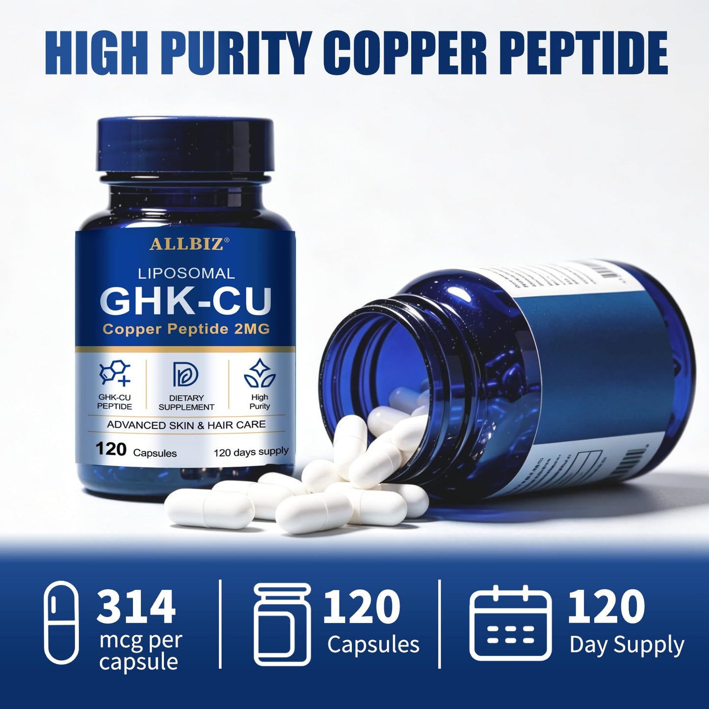 ALLBIZ Liposomal GHK-Cu Copper Peptide Capsules 120 Capsules