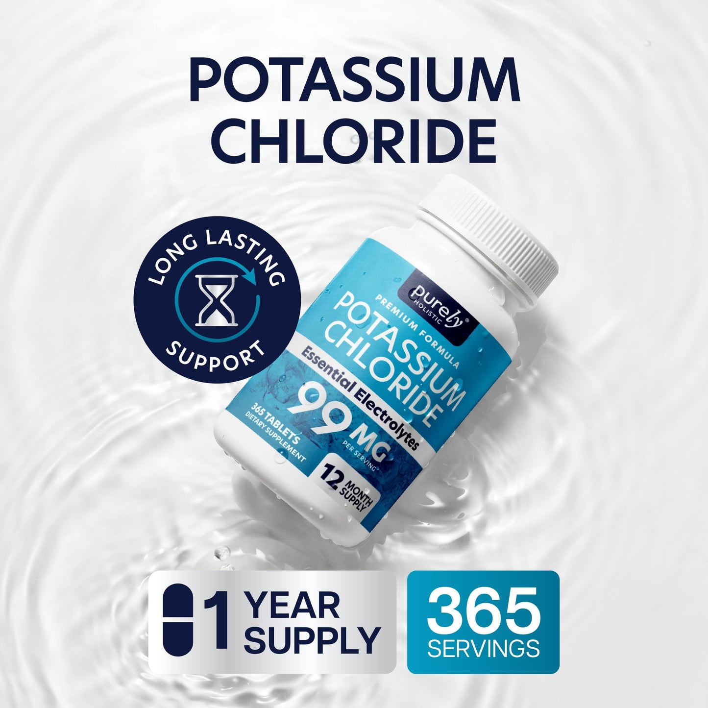 Purely Holistic Potassium Chloride Supplement Tablets 365