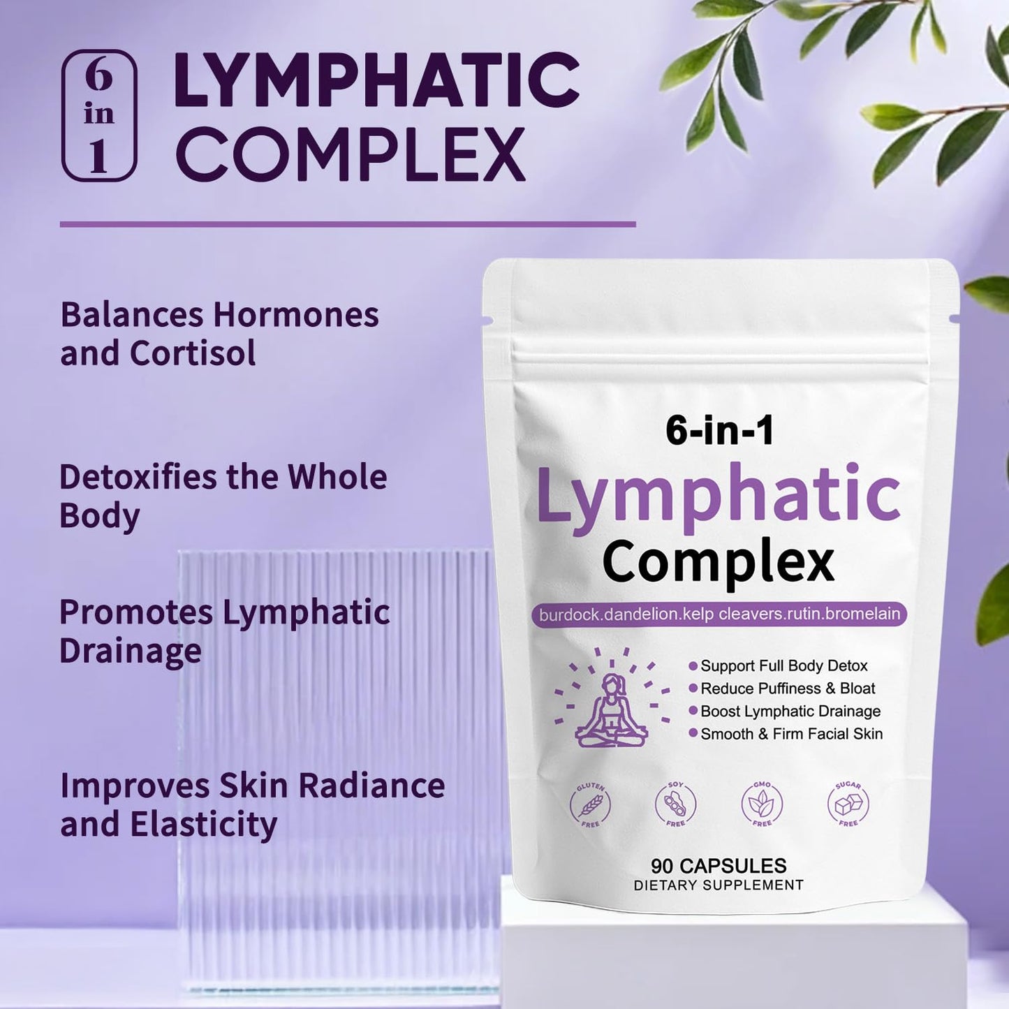 TAWODIUM 6-in-1 Lymphatic Complex Capsules, 1 Count