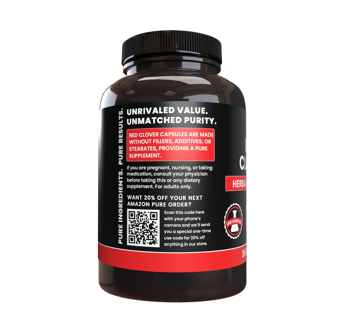 PURE ORIGINAL INGREDIENTS Red Clover Capsules 365 Capsules