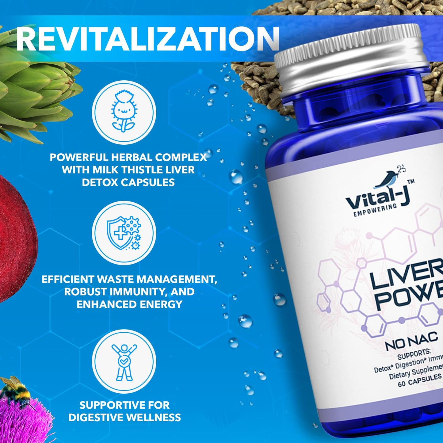 Vital-J Empowering 21-IN-1 Liver Support Supplement, 120 Capsules