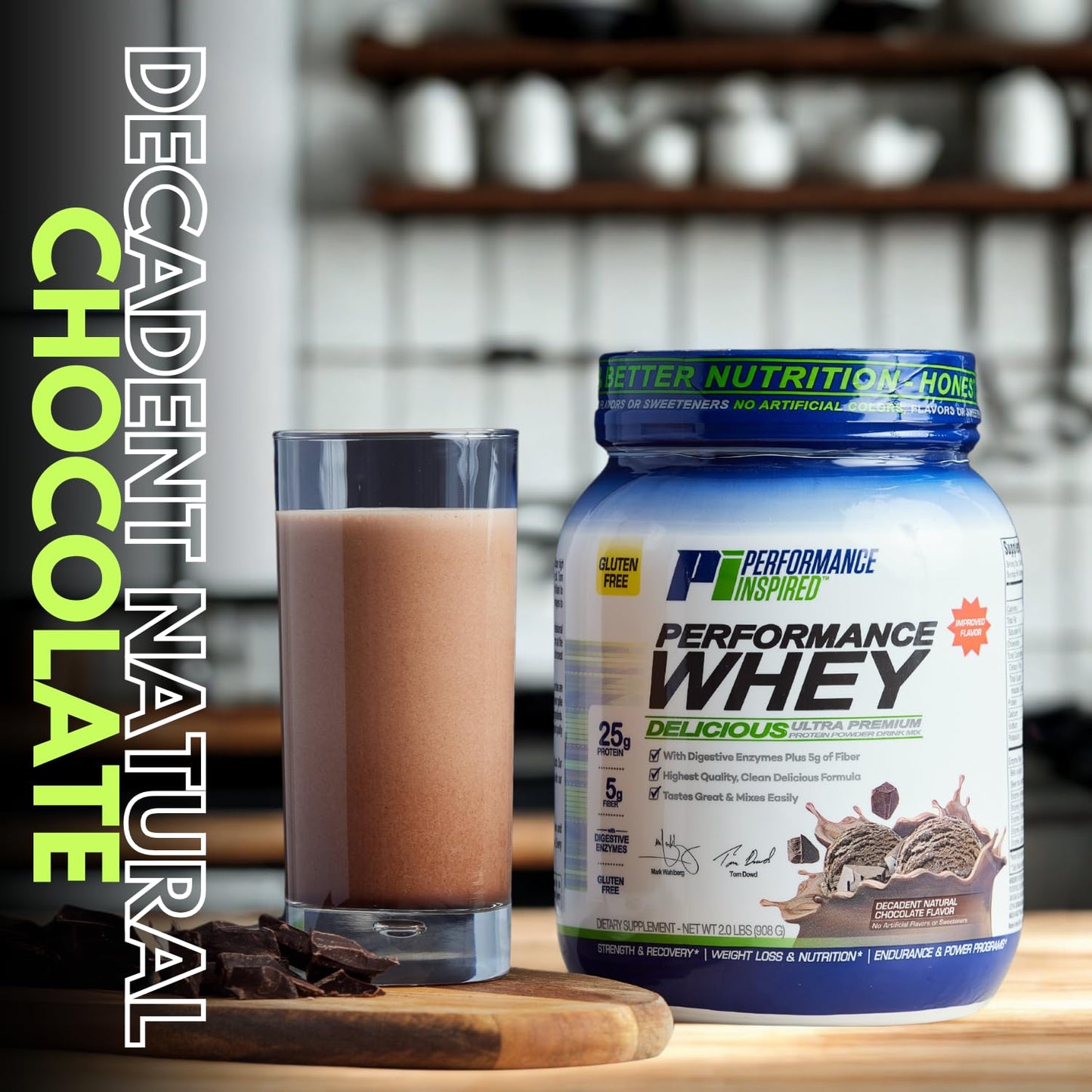 Performance Inspired Whey Protein Powder, 32 Servings, Decadent Natural Chocolate