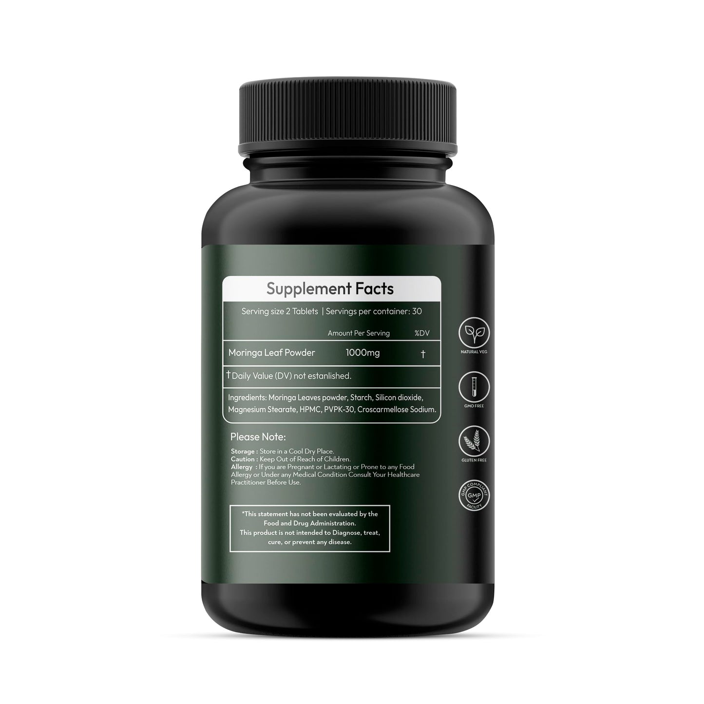 RUSHIHERBS Moringa Leaf Powder Capsules 1 Count