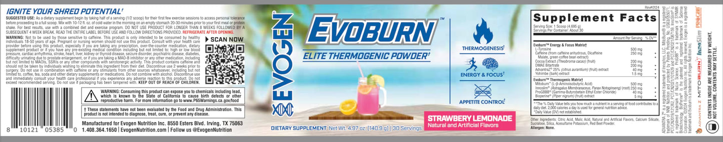Evogen Evoburn Thermogenic Fat Burner Powder 5 oz