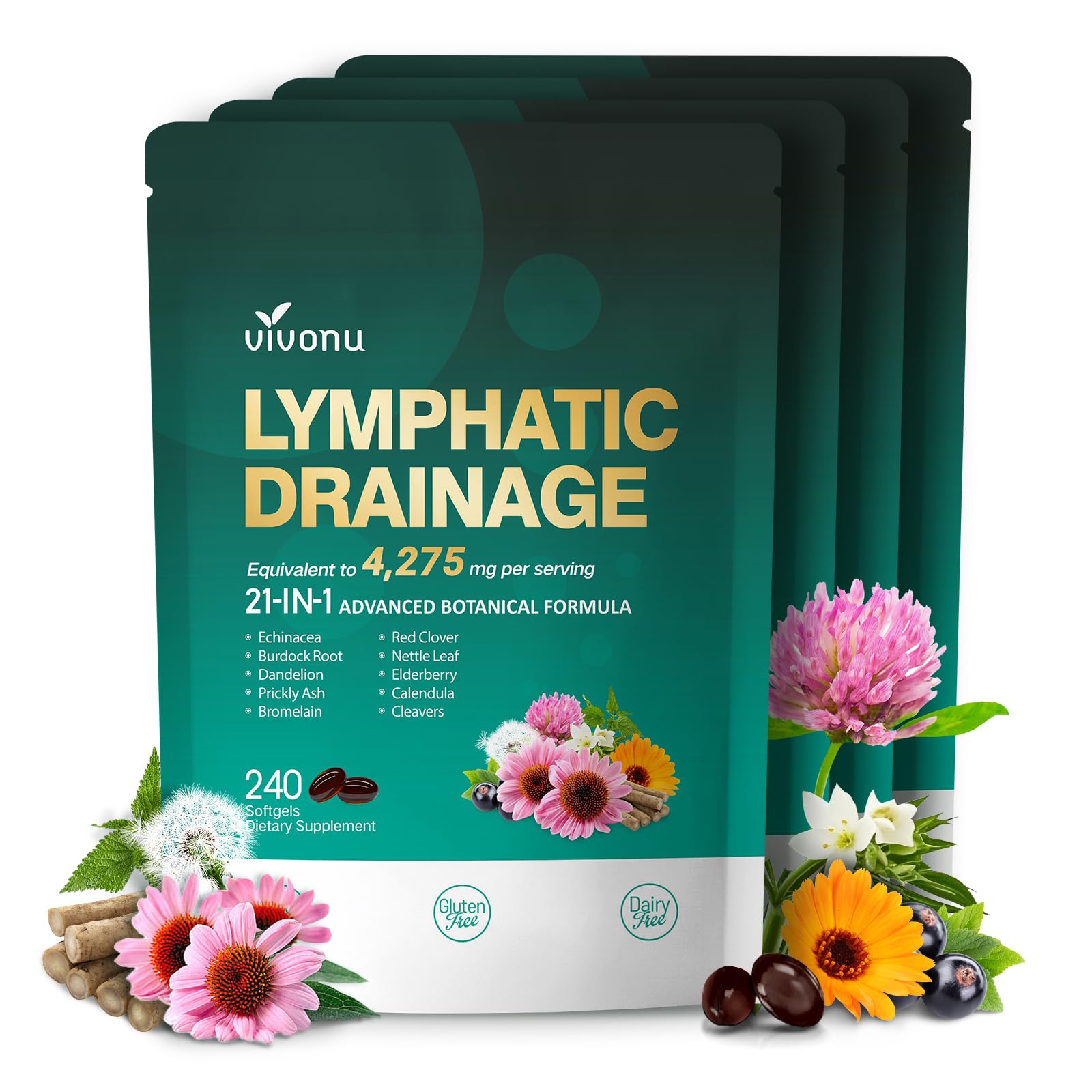 VivoNu Lymphatic Drainage Supplement Softgels, 960 Softgels