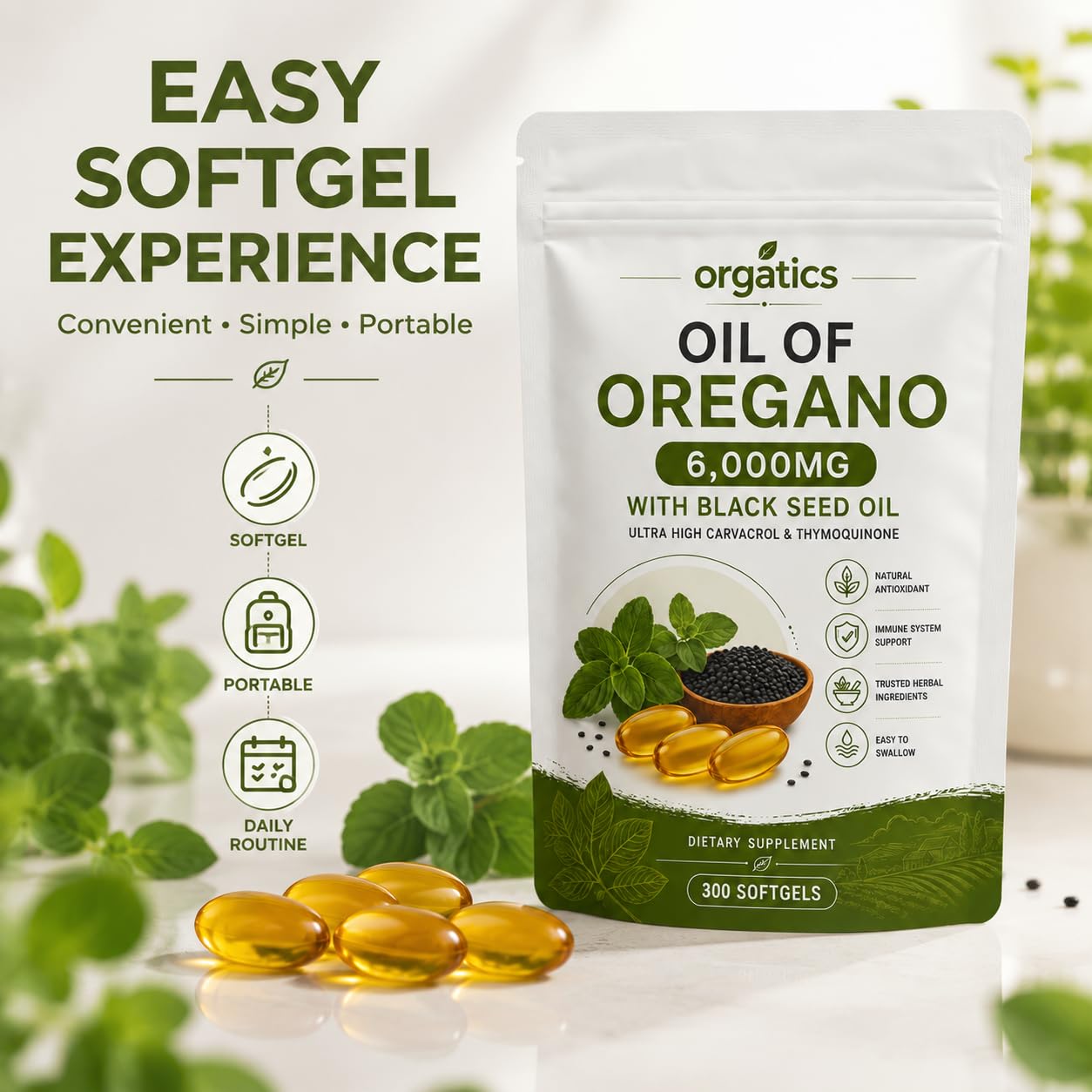 Zyvoxen Orgatics Oregano & Black Seed Softgels, 1 Count