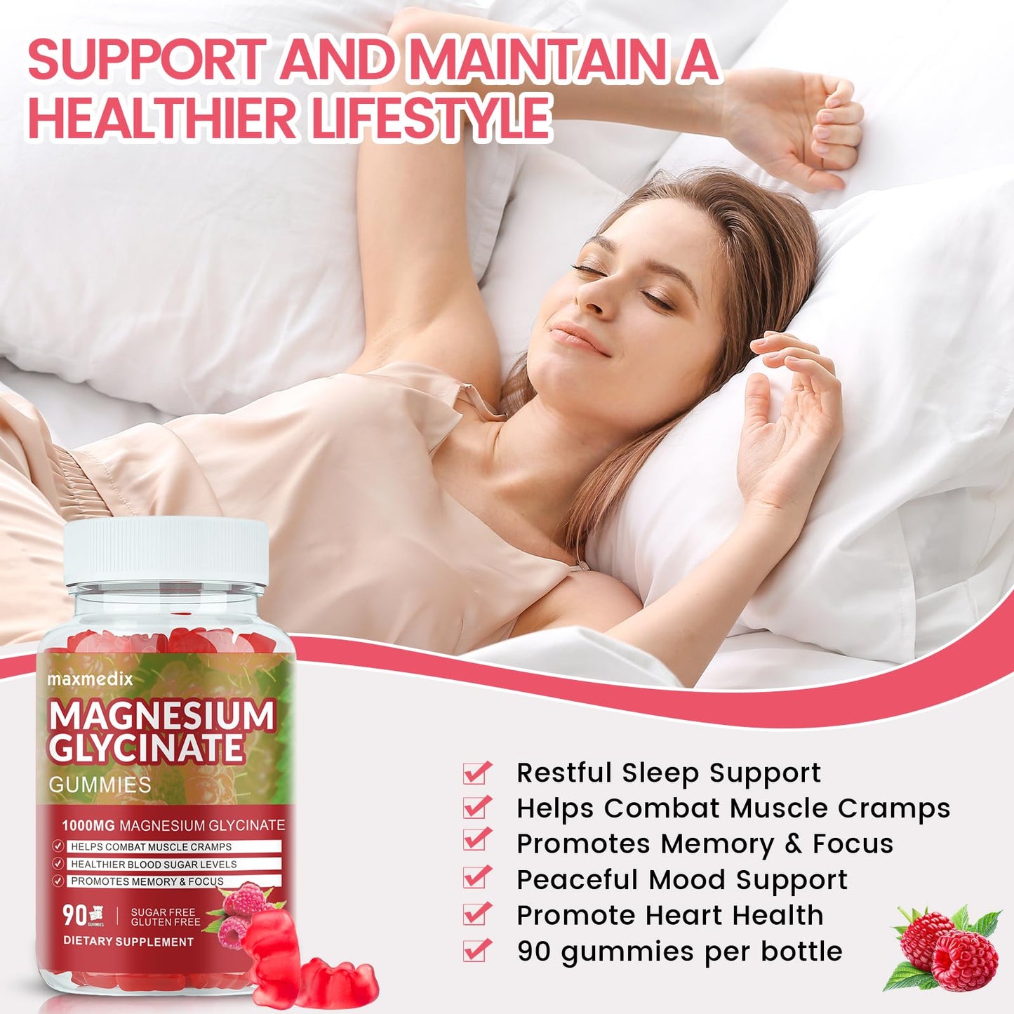 maxmedix Magnesium Glycinate Gummies 1000mg, 90 Count