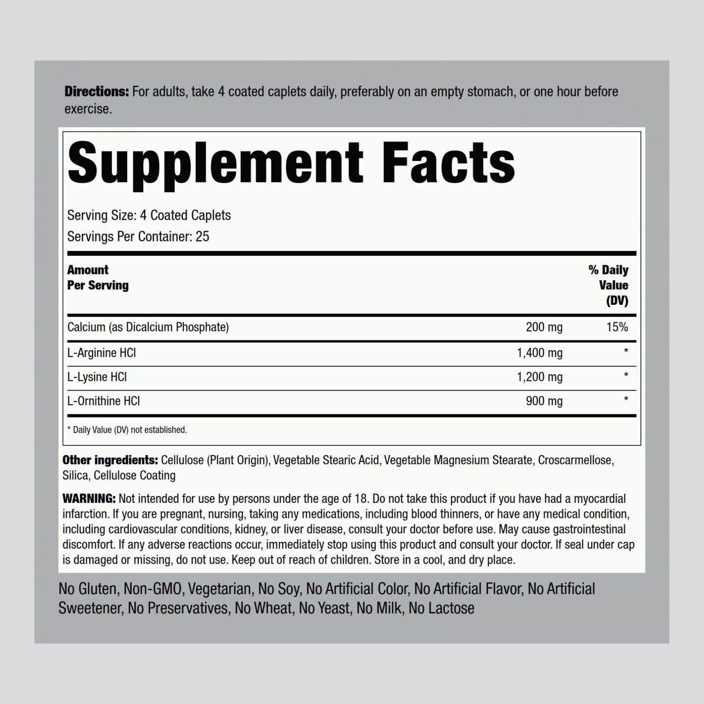 Piping Rock Tri Amino Supplement Caplets, 100 Count