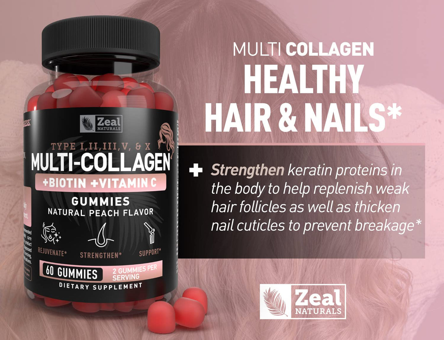 Zeal Naturals Multi Collagen Peptide Gummies 60 Gummies