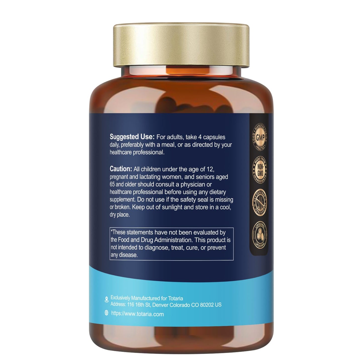 Totaria Liposomal Glucosamine Chondroitin MSM Collagen Joint Support Supplement, 120 Capsules
